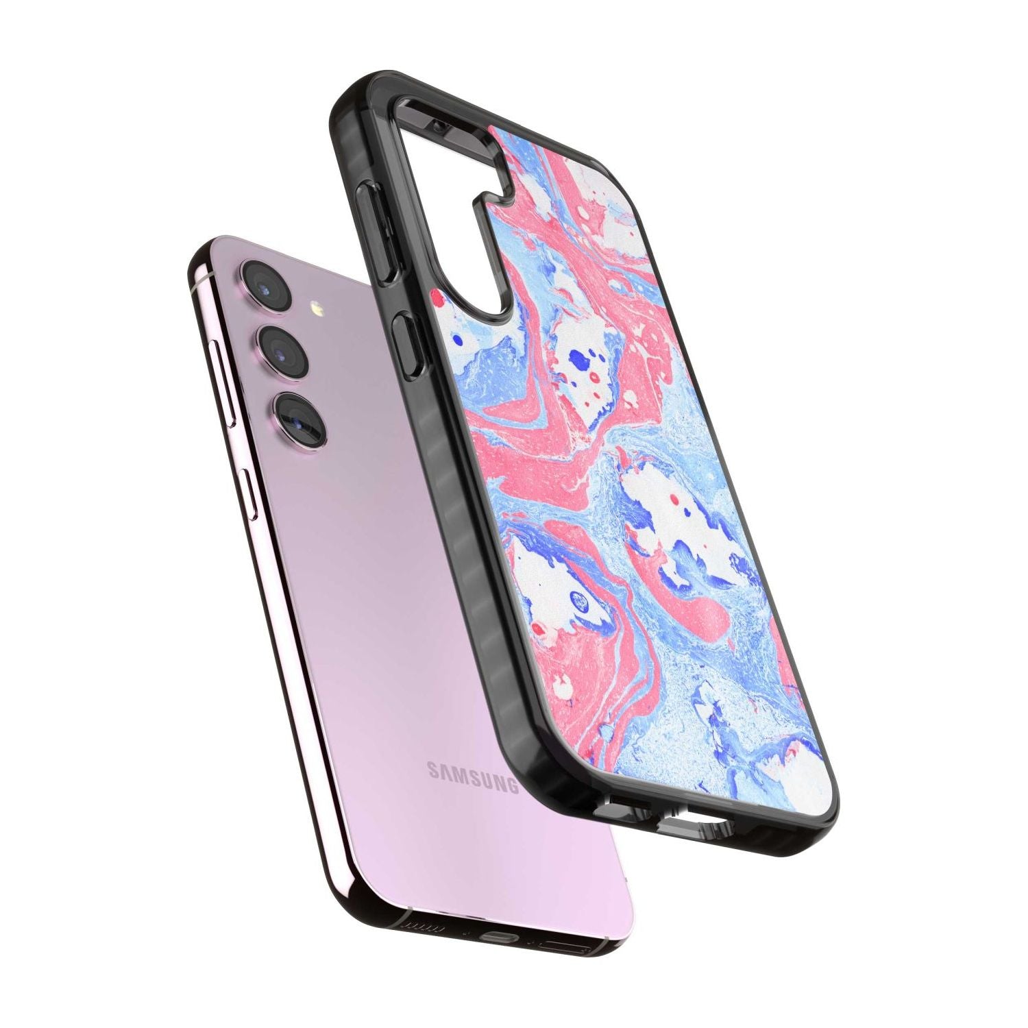 Pink, Blue & White Marbled Paper Pattern