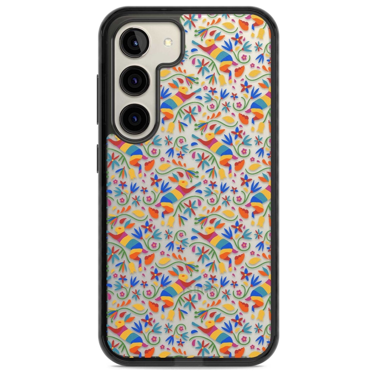 Floral Rabbit Pattern in Rainbow Phone Case Samsung S22 / Black Impact Case,Samsung S23 / Black Impact Case Blanc Space