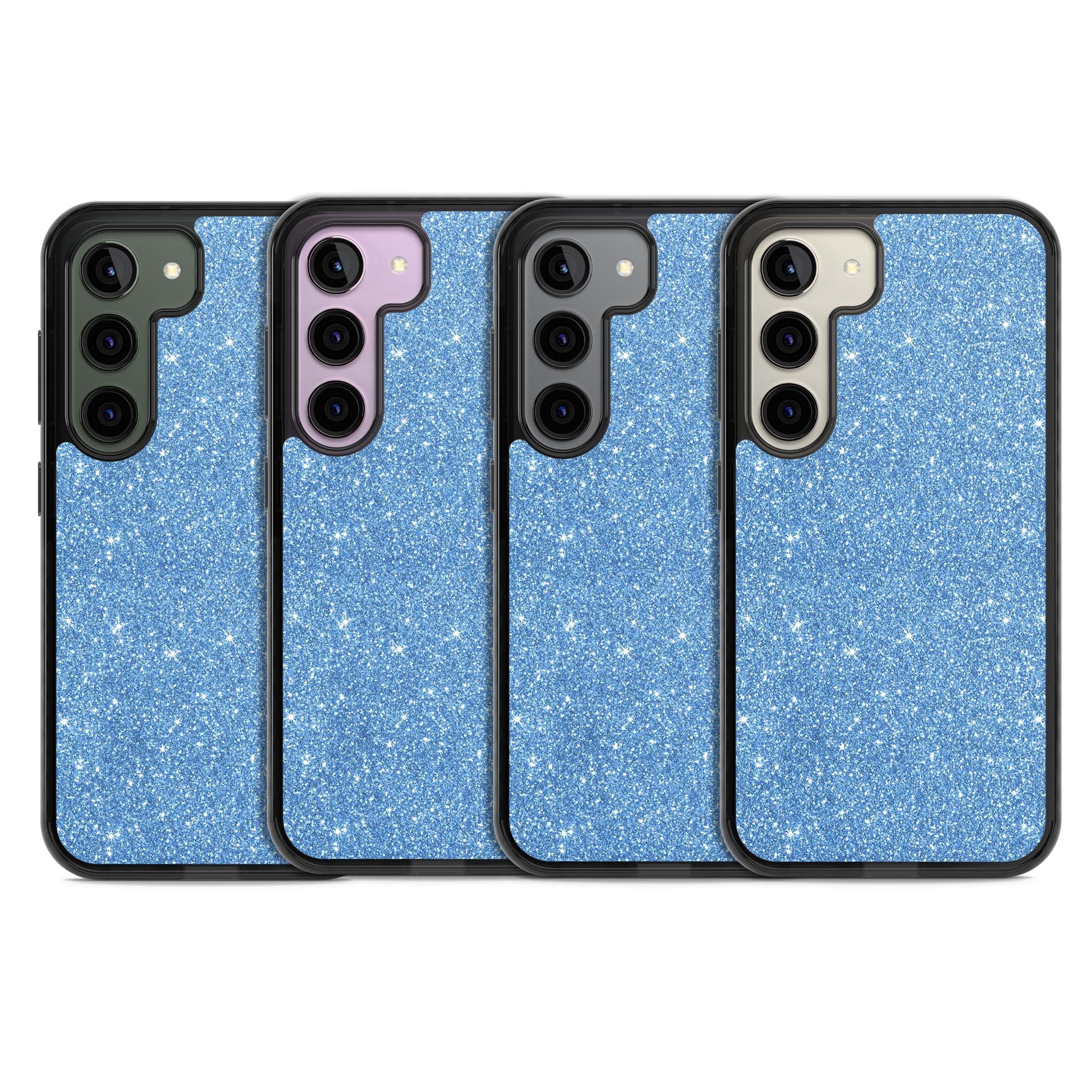 Blue Glitter blue glitter iPhone case featuring dense sparkling cerulean glitter with a glamorous shimmering finish | Black Impact case for Samsung Galaxy S24, Samsung Galaxy S23, Samsung Galaxy S22