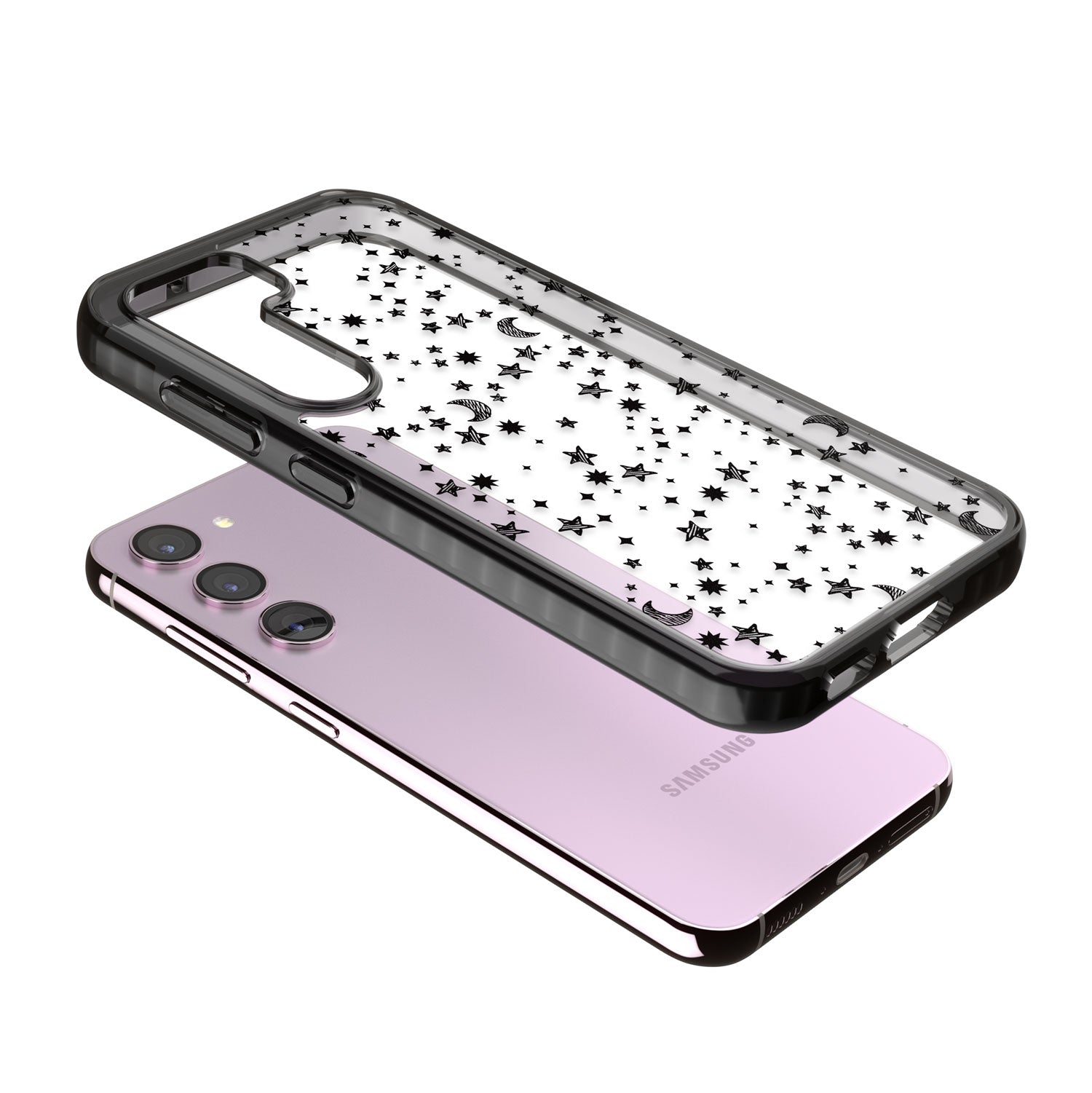 Black Cosmic Galaxy Pattern Impact Phone Case for Samsung Galaxy S24, Samsung Galaxy S23, Samsung Galaxy S22