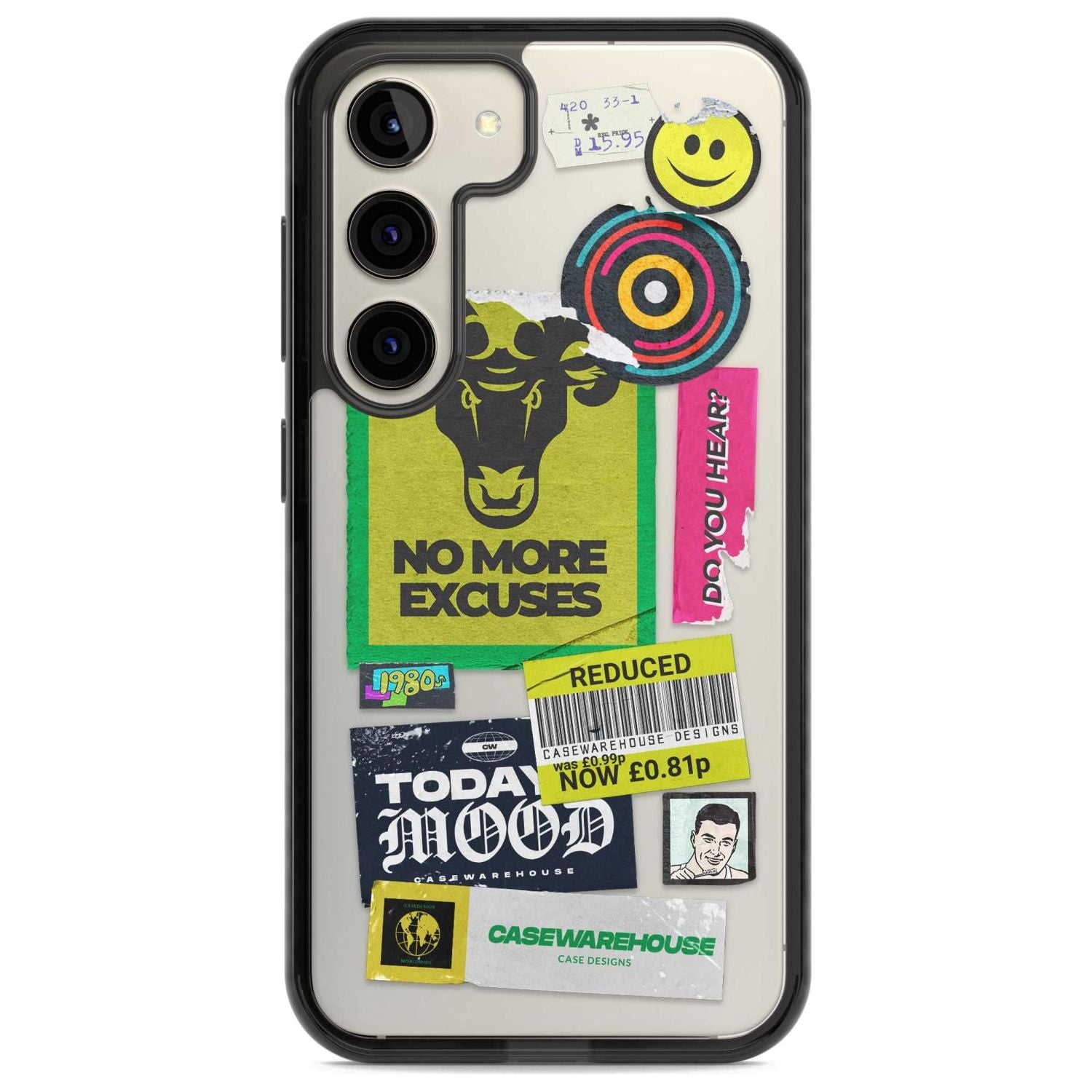 No More Excuses Sticker Mix Phone Case Samsung S22 / Black Impact Case,Samsung S23 / Black Impact Case Blanc Space