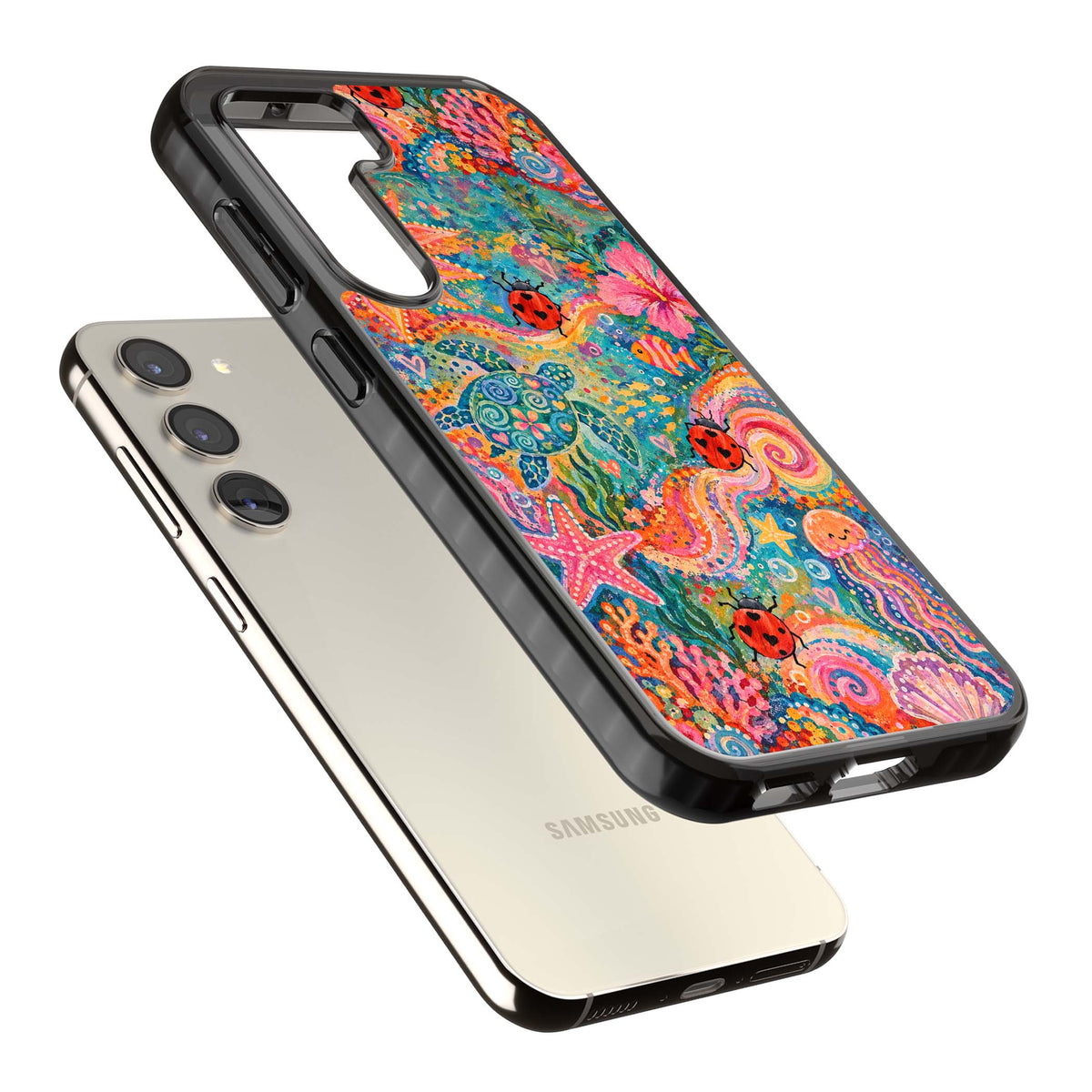 Coral Whimsy for her iPhone case | Black Impact case for Samsung Galaxy S24, Samsung Galaxy S23, Samsung Galaxy S22