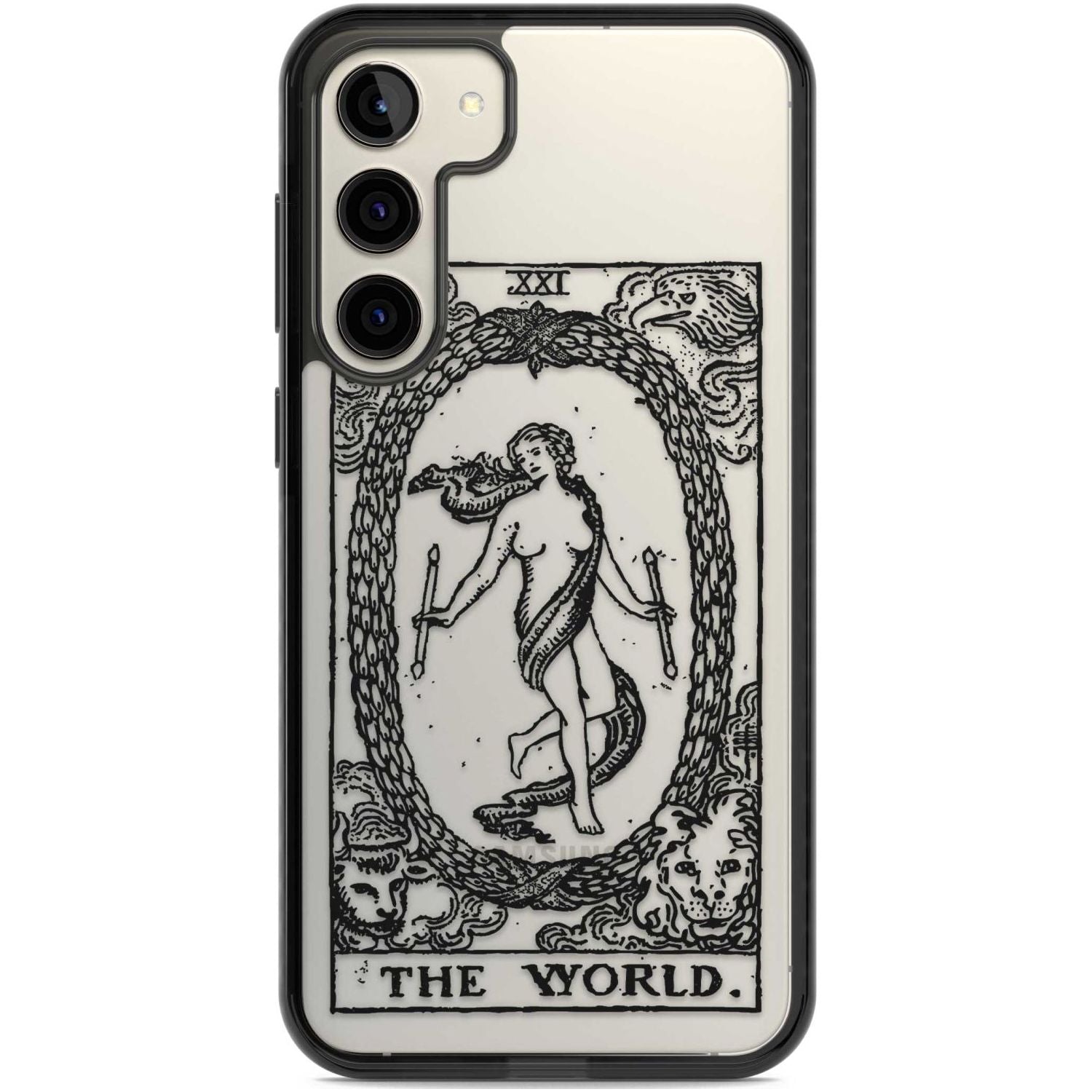 Personalised The World Tarot Card - Transparent Custom Phone Case Samsung S22 Plus / Black Impact Case,Samsung S23 Plus / Black Impact Case Blanc Space