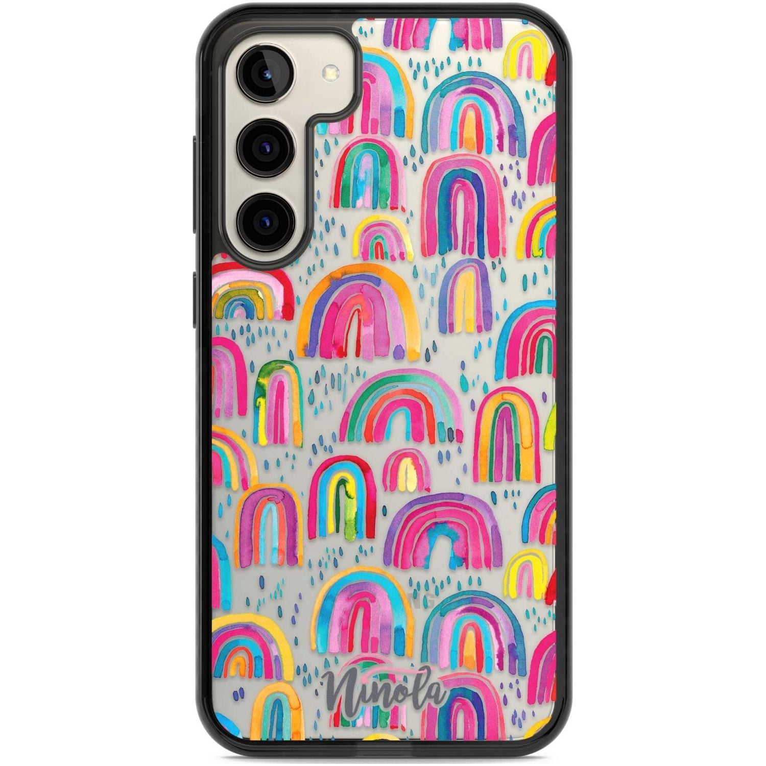 Cute Watercolor Rainbows Phone Case Samsung S22 Plus / Black Impact Case,Samsung S23 Plus / Black Impact Case Blanc Space