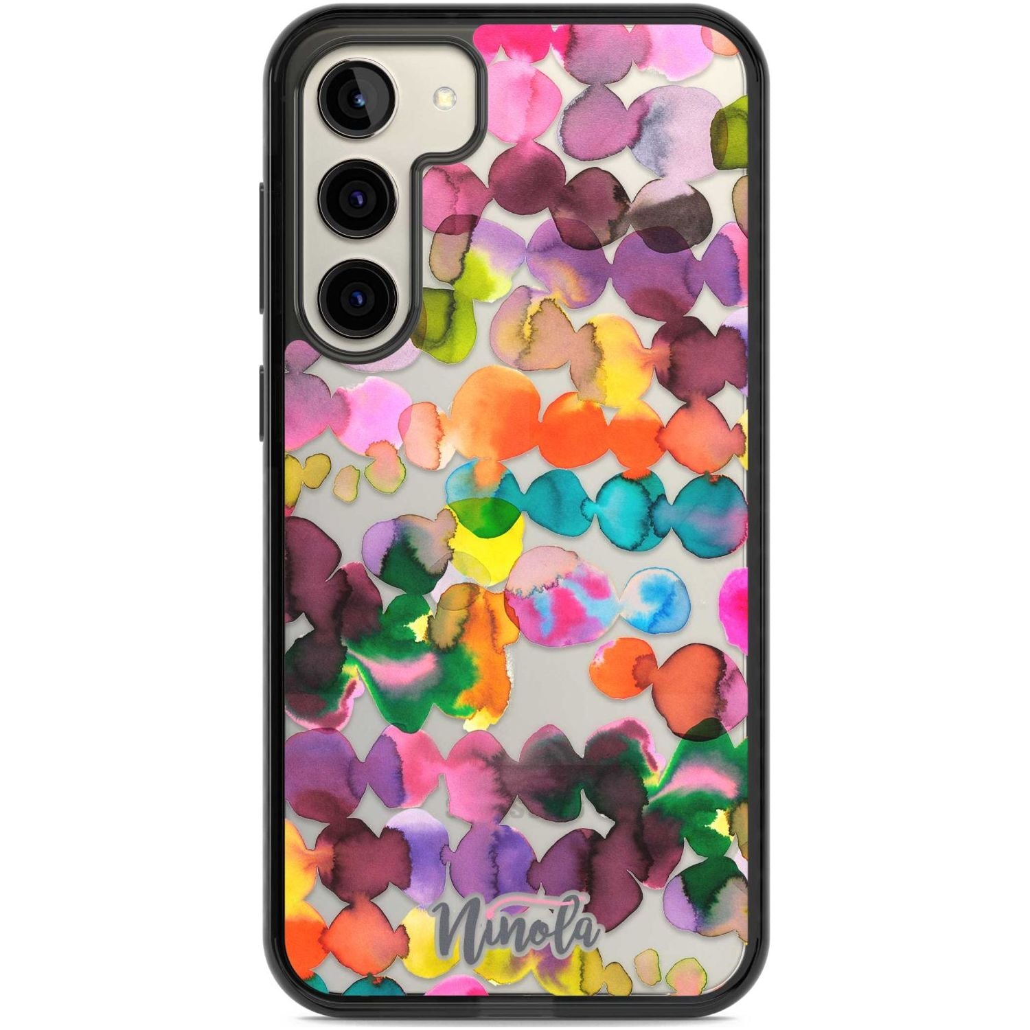 Ink Bleeding Dots Phone Case Samsung S22 Plus / Black Impact Case,Samsung S23 Plus / Black Impact Case Blanc Space