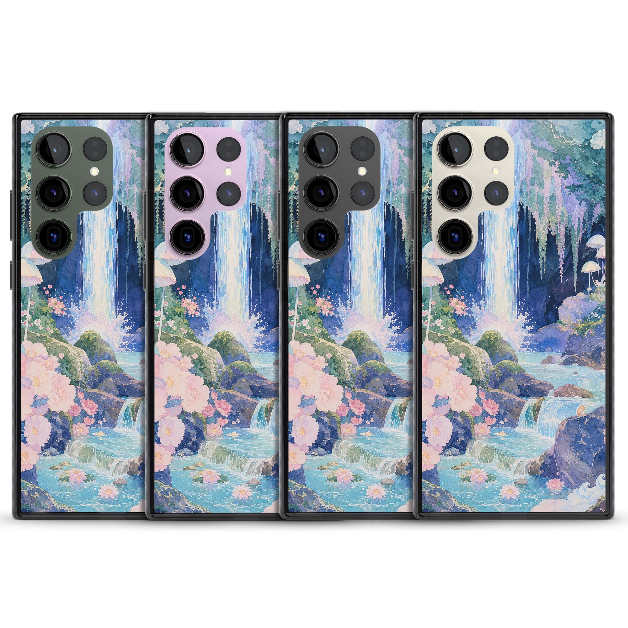 Mystic Waterfall art iPhone case | Black Impact case for Samsung Galaxy S24 Ultra, Samsung Galaxy S23 Ultra, Samsung Galaxy S22 Ultra