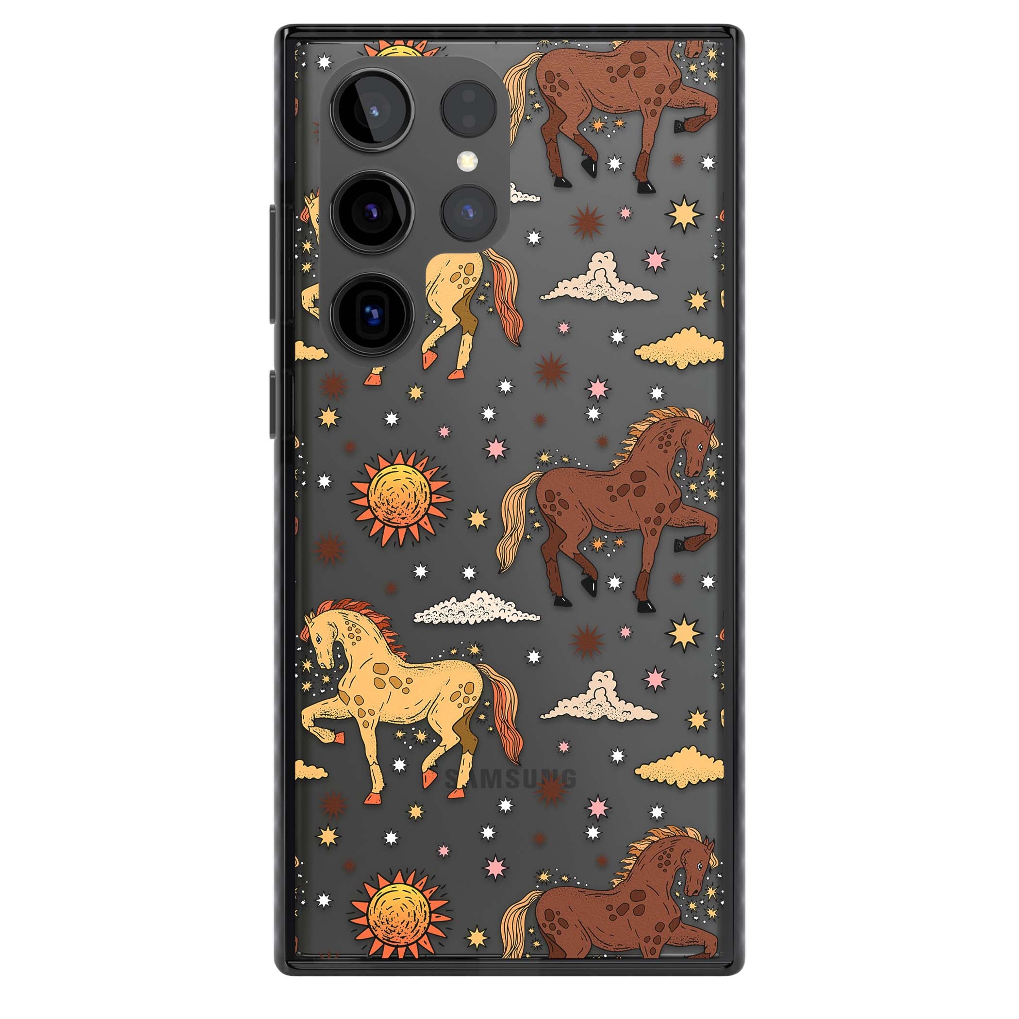Elevate Your Phone'S Style With This Boho Celestial Sun & Eye Phone Case, Featuring A Mystical Blend Of Suns, All-Seeing Eyes, Butterflies, Stars, And