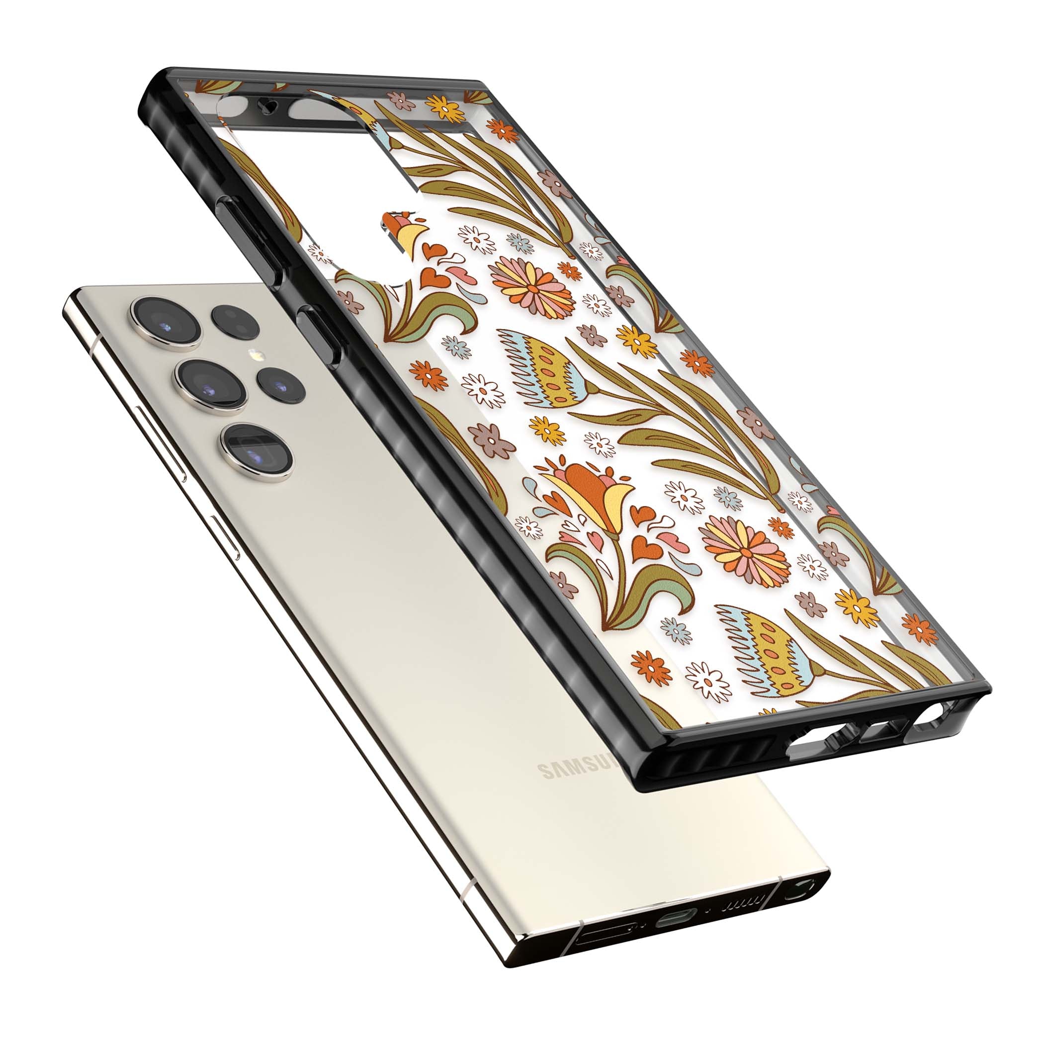 Elevate Your Phone'S Style With This Boho Celestial Sun & Eye Phone Case, Featuring A Mystical Blend Of Suns, All-Seeing Eyes, Butterflies, Stars, And