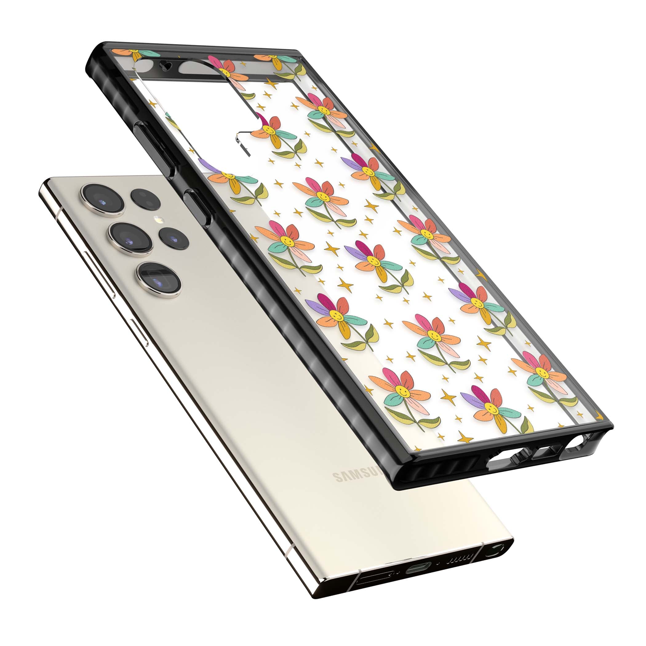 Elevate Your Phone'S Style With This Boho Celestial Sun & Eye Phone Case, Featuring A Mystical Blend Of Suns, All-Seeing Eyes, Butterflies, Stars, And