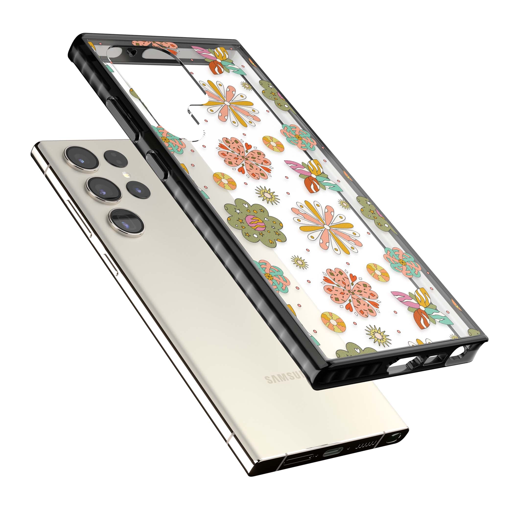 Elevate Your Phone'S Style With This Boho Celestial Sun & Eye Phone Case, Featuring A Mystical Blend Of Suns, All-Seeing Eyes, Butterflies, Stars, And