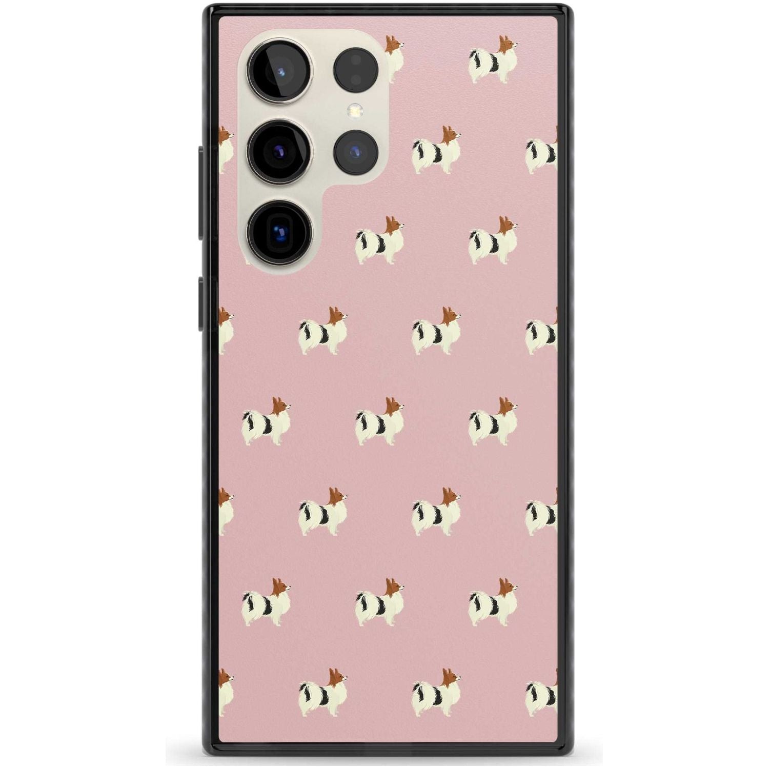 Papillon Dog Pattern Phone Case Samsung S22 Ultra / Black Impact Case,Samsung S23 Ultra / Black Impact Case Blanc Space