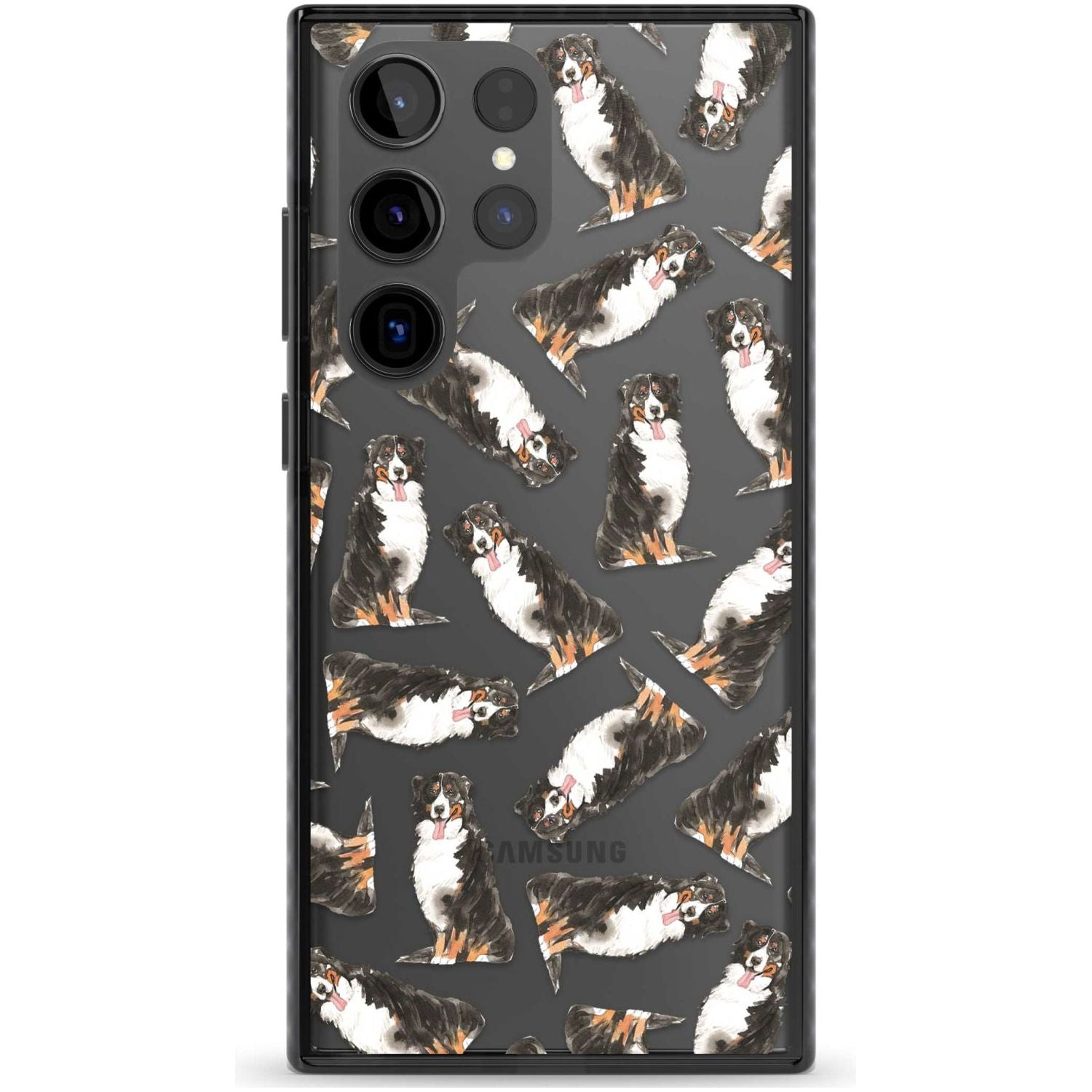 Bernese Mountain Dog Watercolour Dog Pattern Phone Case Samsung S22 Ultra / Black Impact Case,Samsung S23 Ultra / Black Impact Case Blanc Space