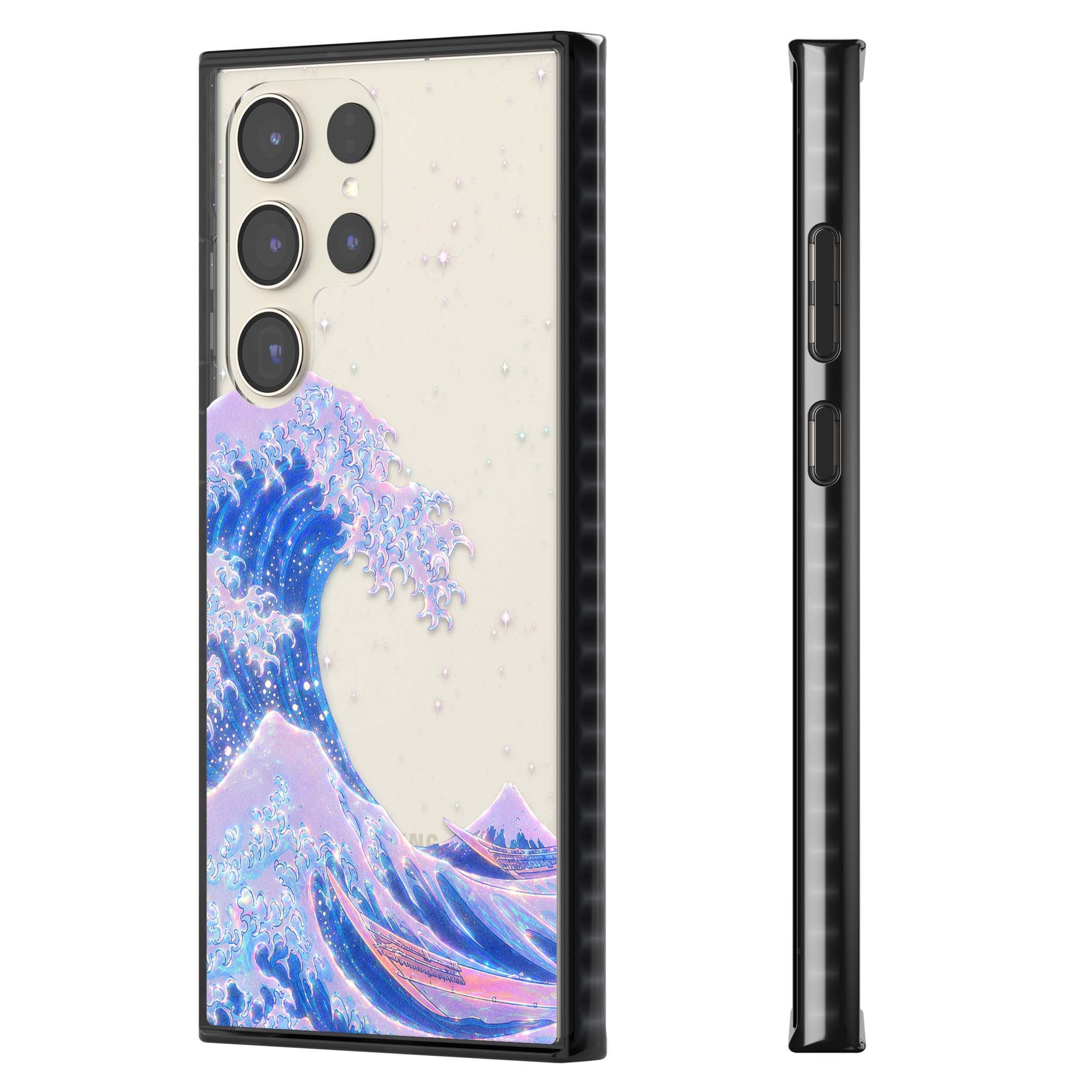 The Great Wave In Opal japanese iPhone case | Black Impact case for Samsung Galaxy S24 Ultra, Samsung Galaxy S23 Ultra, Samsung Galaxy S22 Ultra