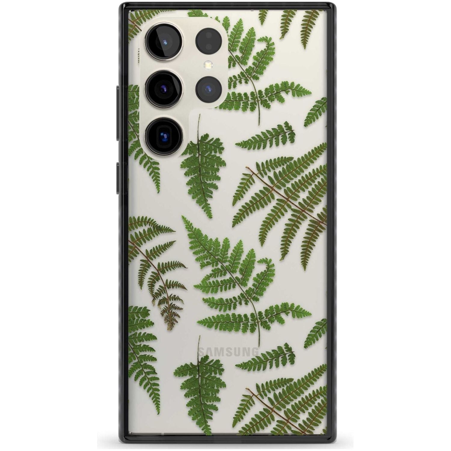 Leafy Ferns Phone Case Samsung S22 Ultra / Black Impact Case,Samsung S23 Ultra / Black Impact Case Blanc Space