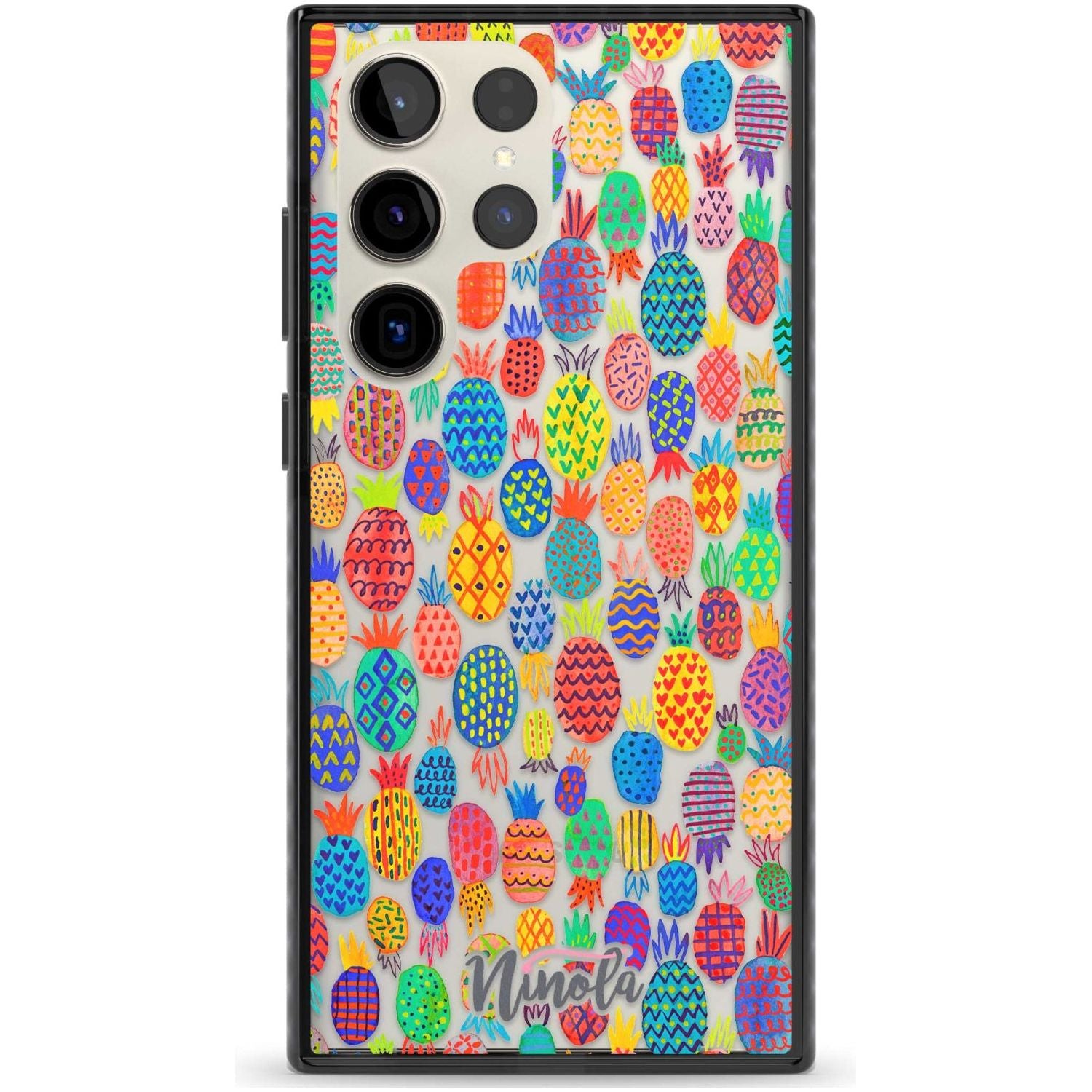 Cute Pineapples Phone Case Samsung S22 Ultra / Black Impact Case,Samsung S23 Ultra / Black Impact Case Blanc Space