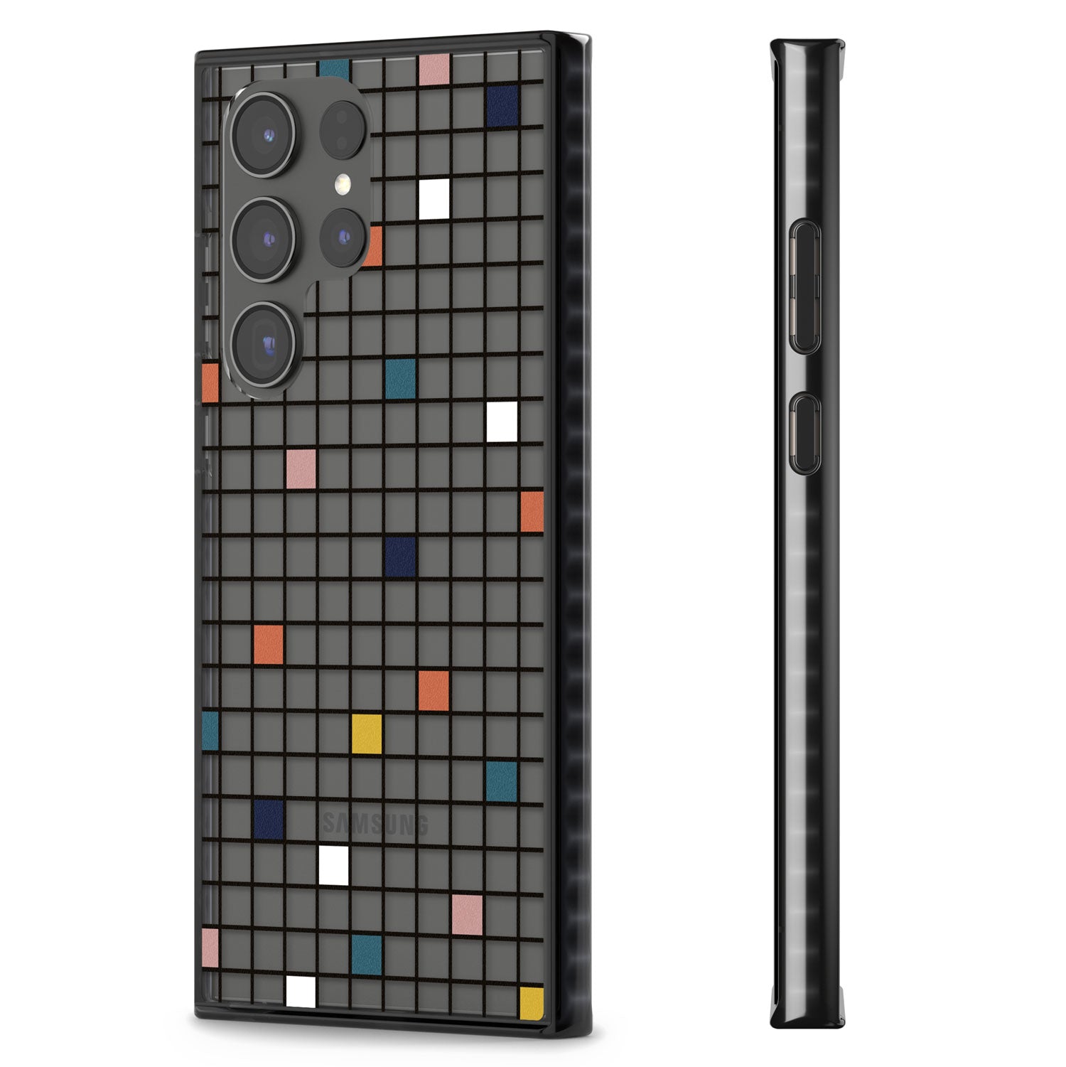 Earthtone Clear Geometric Grid Impact Phone Case for Samsung Galaxy S24 Ultra , Samsung Galaxy S23 Ultra, Samsung Galaxy S22 Ultra