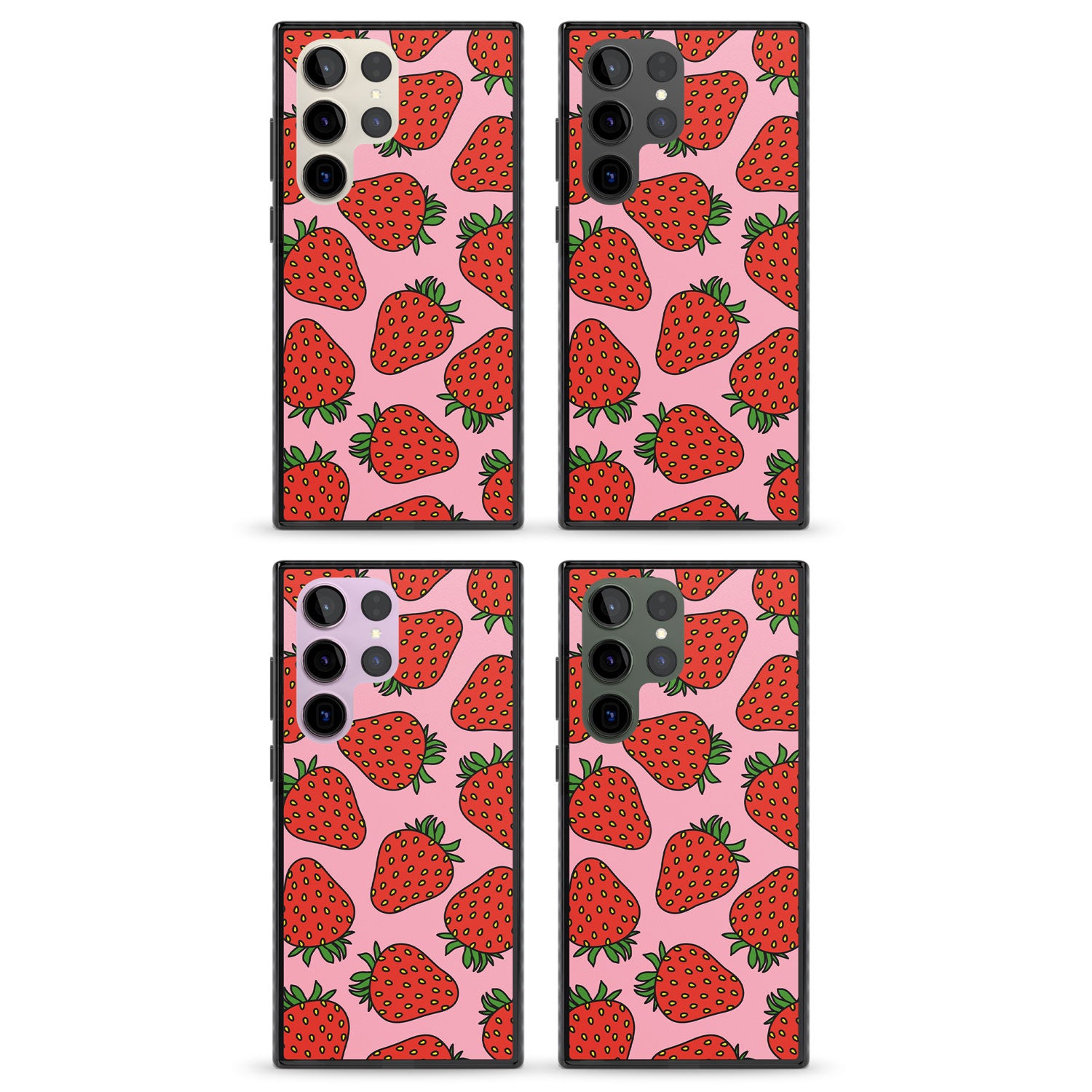 Strawberry Pattern (Pink) Impact Phone Case for Samsung Galaxy S24 Ultra , Samsung Galaxy S23 Ultra, Samsung Galaxy S22 Ultra