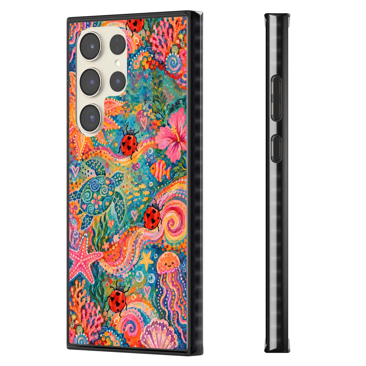 Coral Whimsy for her iPhone case | Black Impact case for Samsung Galaxy S24 Ultra, Samsung Galaxy S23 Ultra, Samsung Galaxy S22 Ultra