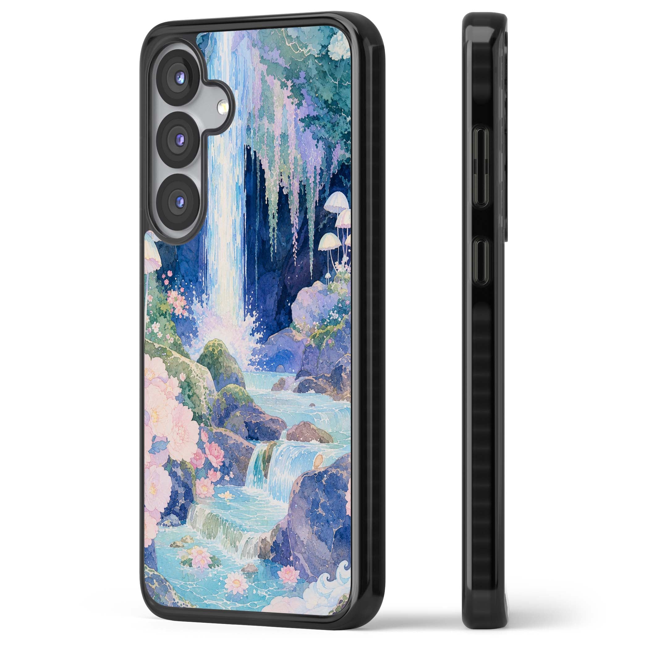 Mystic Waterfall art iPhone case | Black Impact case for Samsung Galaxy S25, Samsung Galaxy S25 Plus