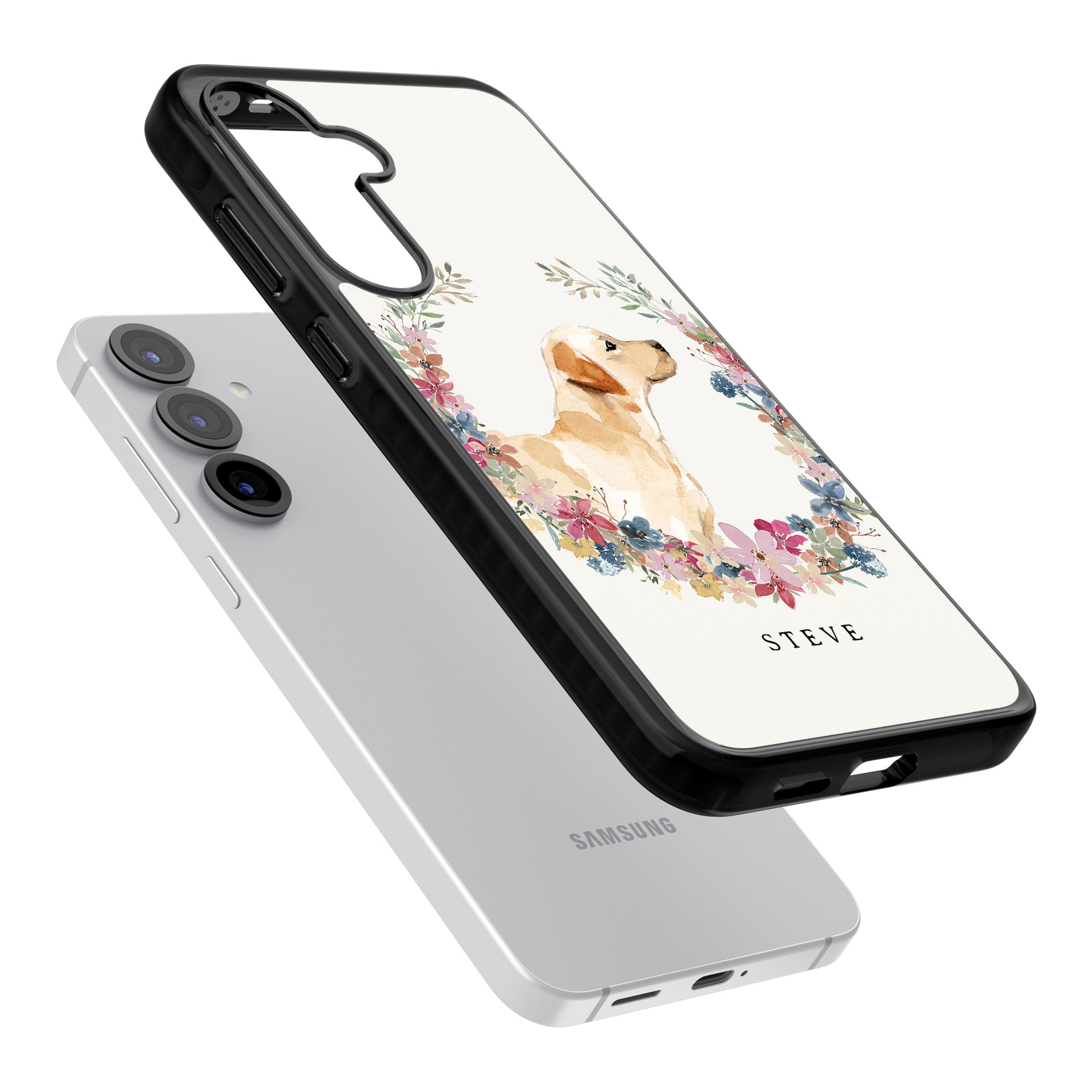 Personalised Yellow Labrador Floral Portrait