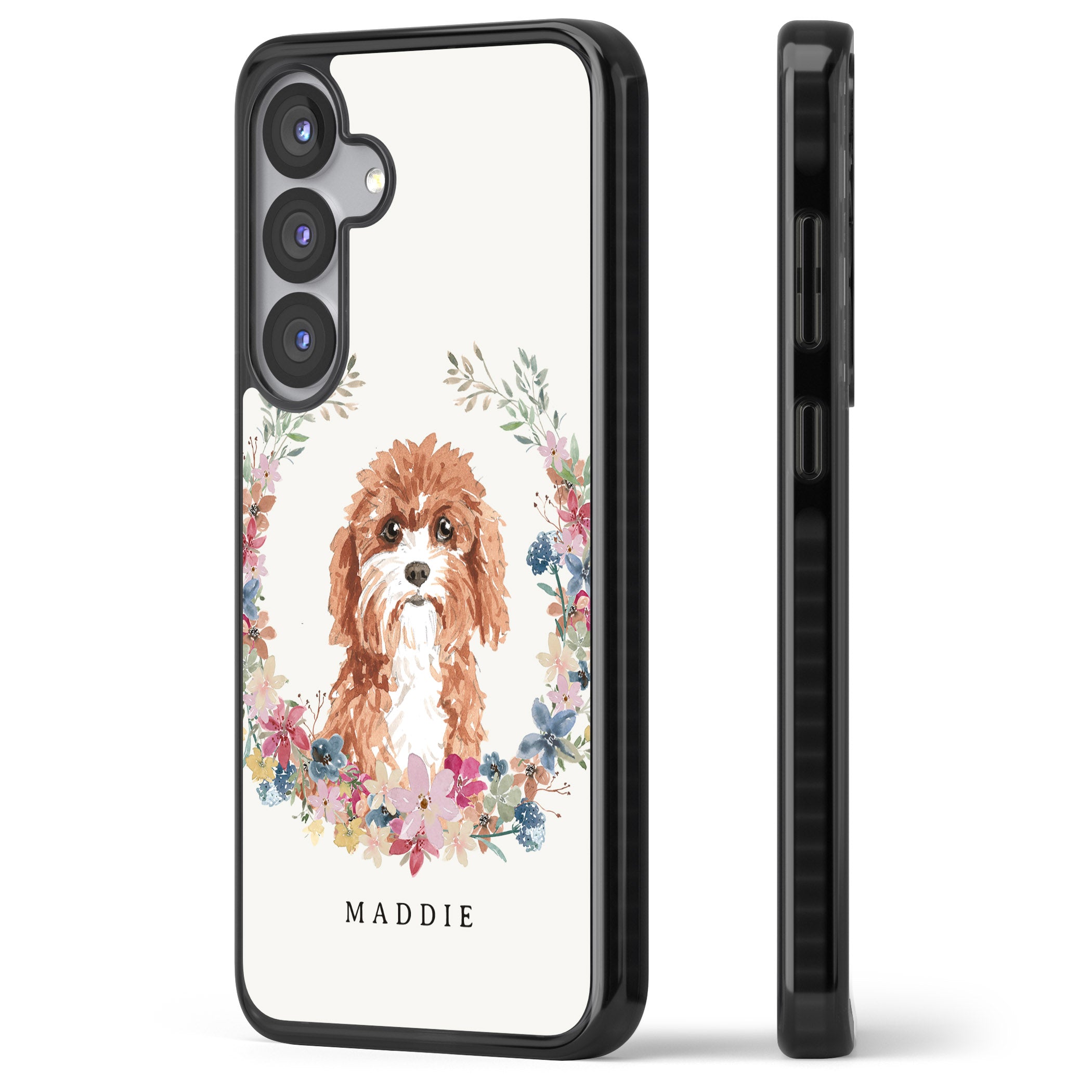 Personalised Cavapoo Floral Portrait