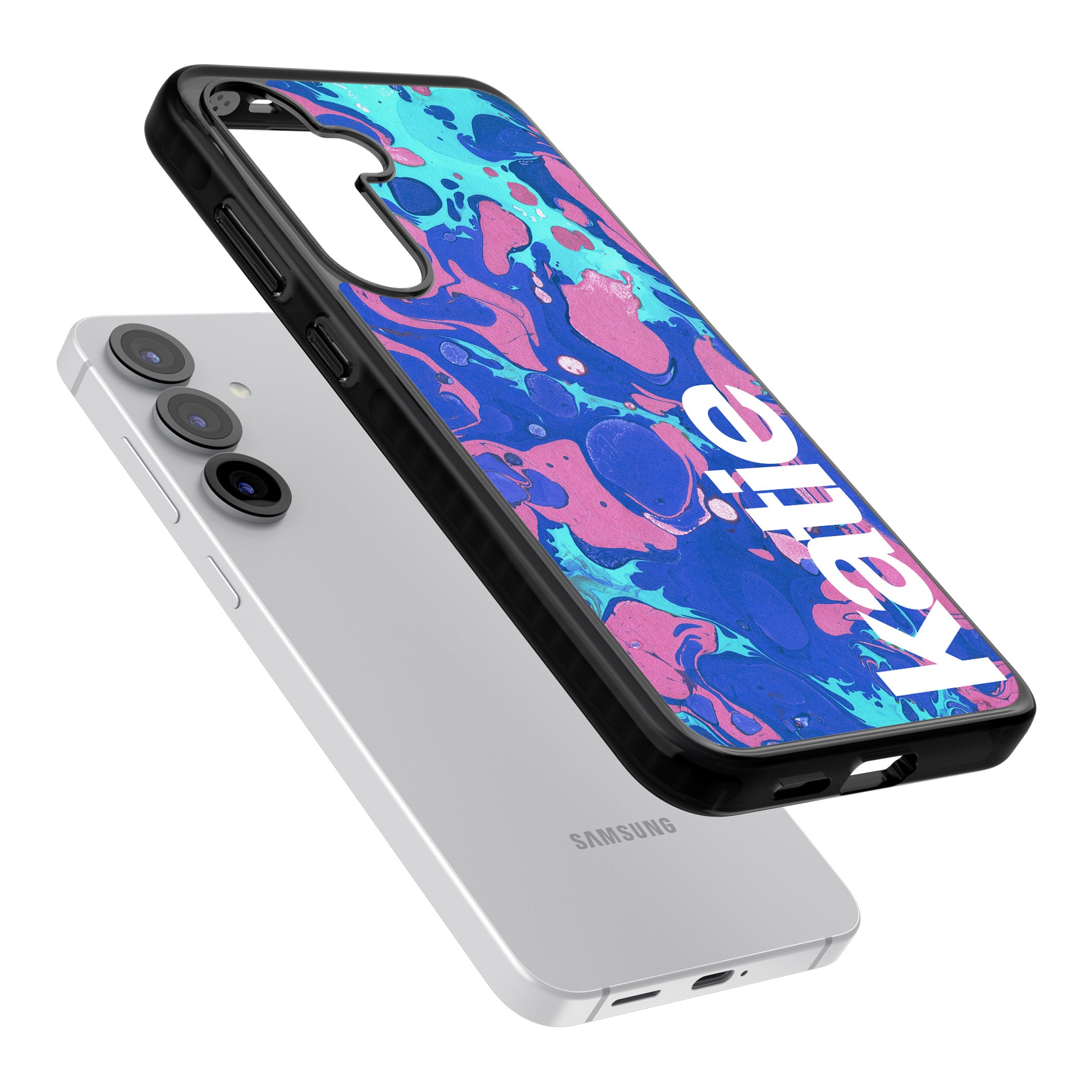 Personalised Navy & Turquoise Marbled