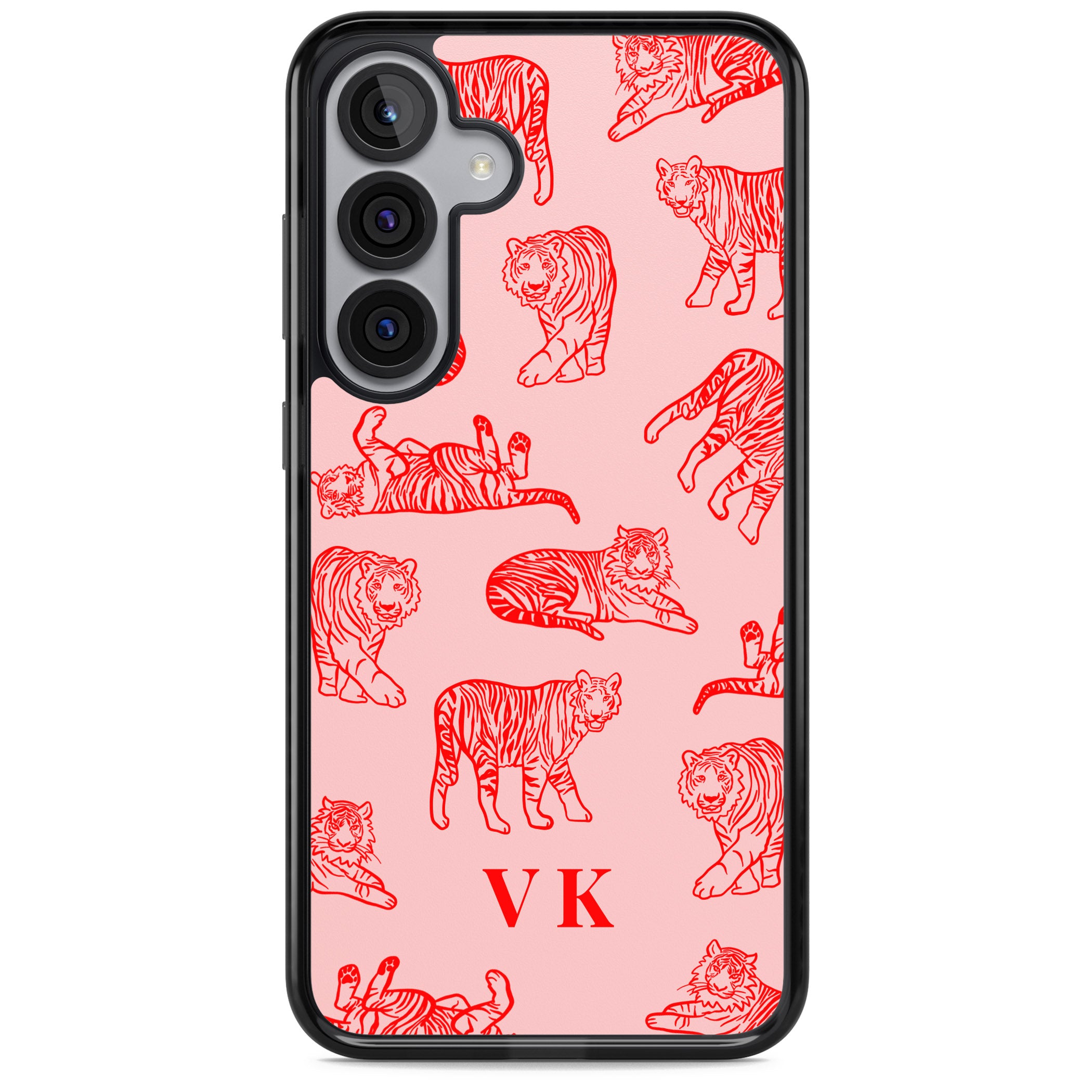 Personalised Red Tiger Outlines On Pink
