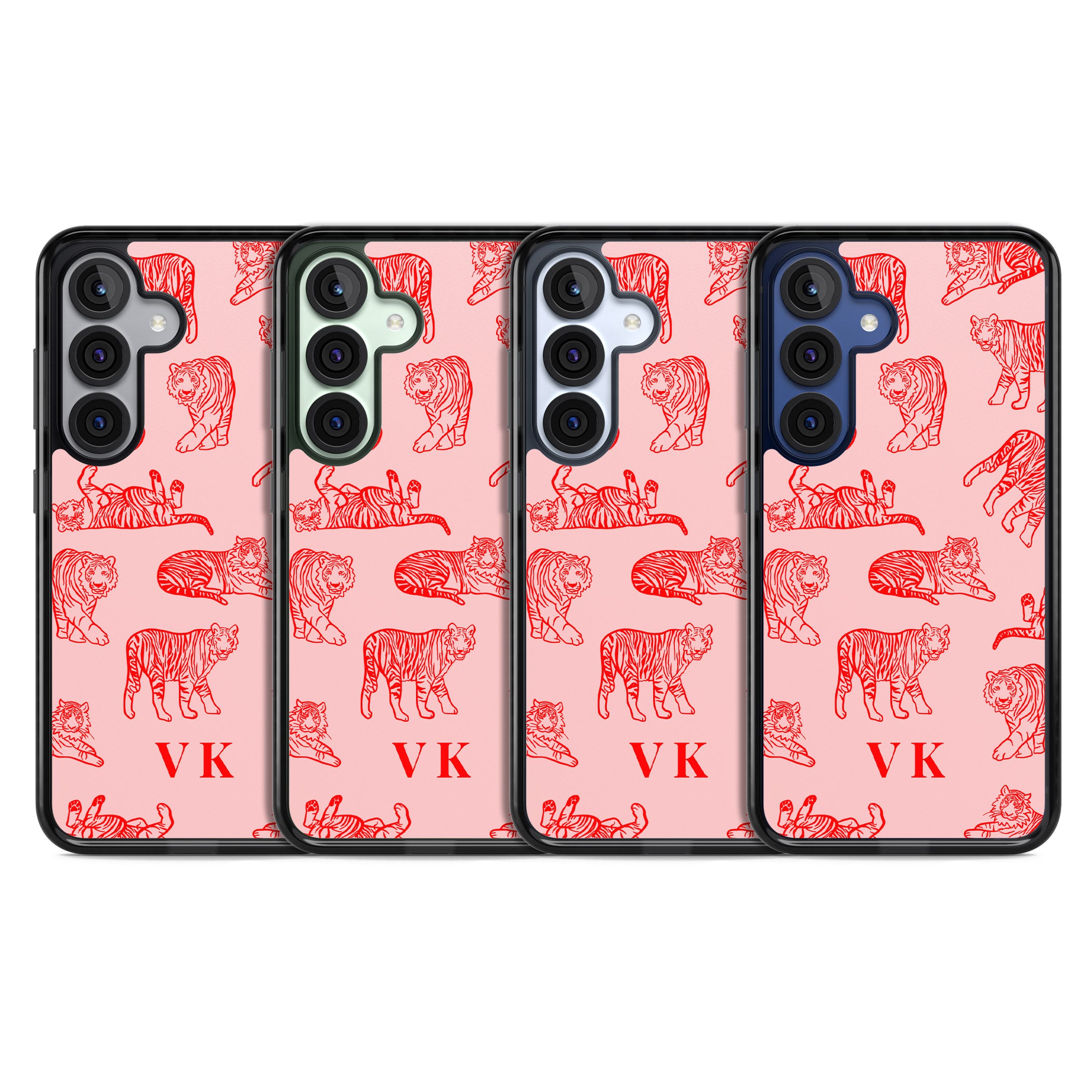 Personalised Red Tiger Outlines On Pink