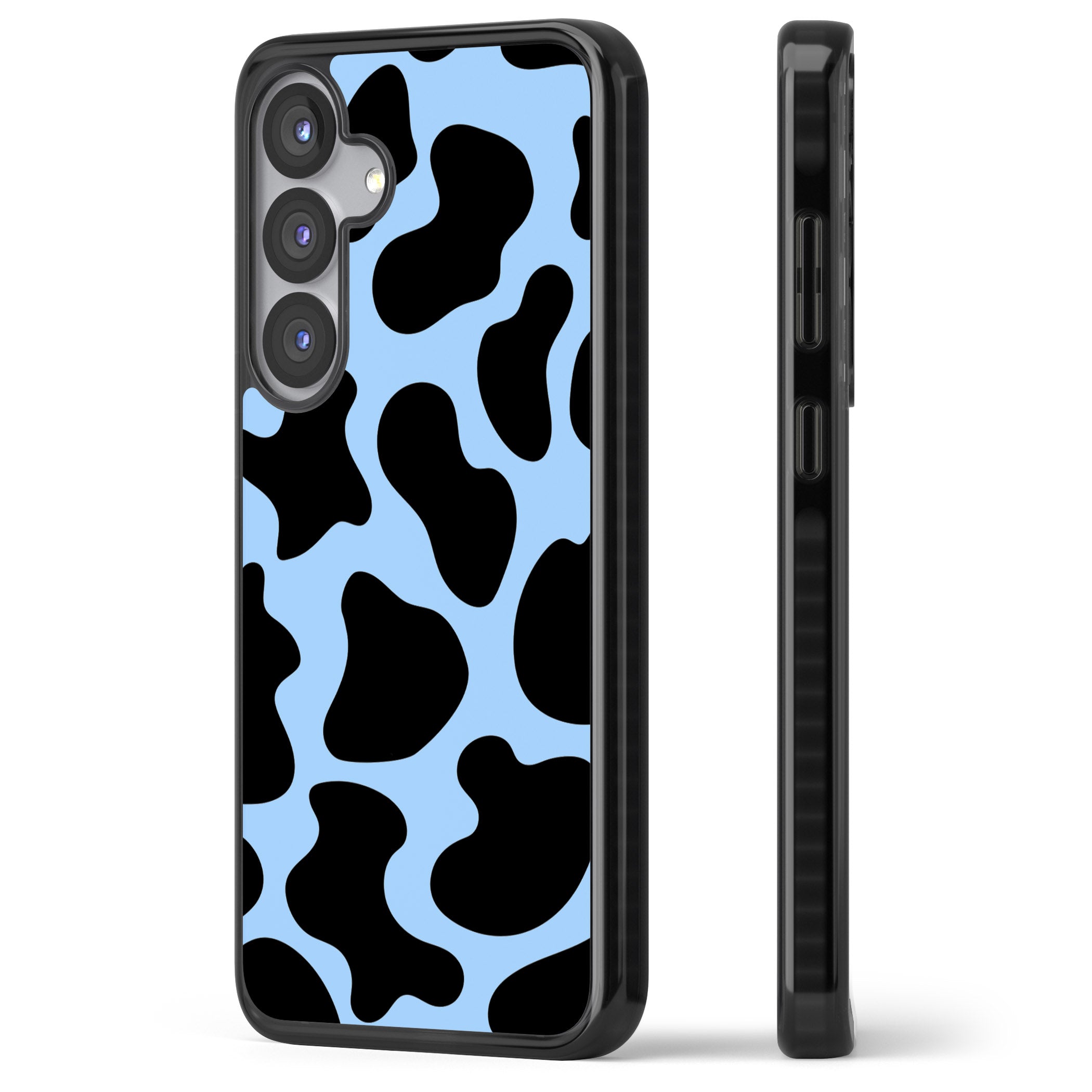 Blue And Black Cow Print