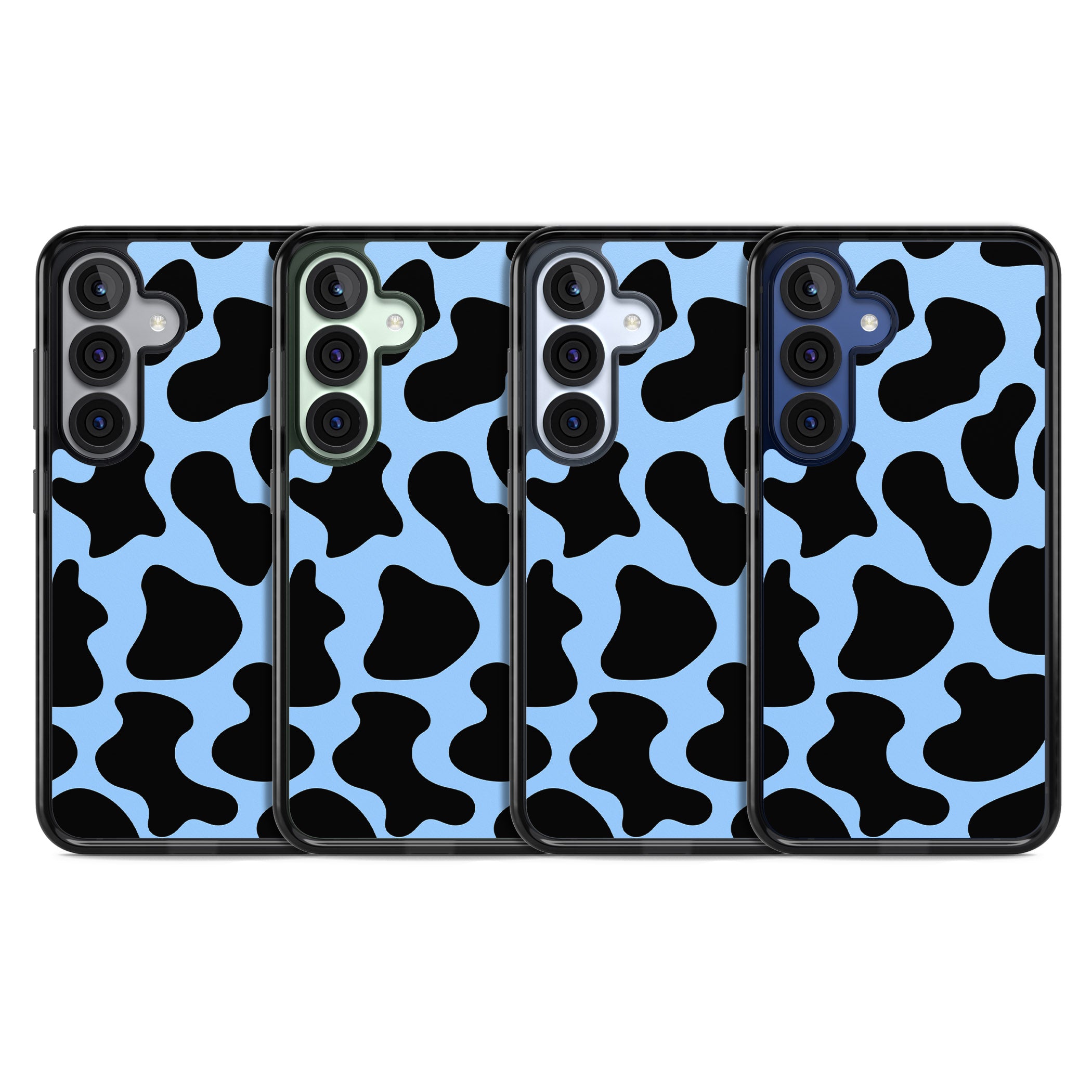 Blue And Black Cow Print