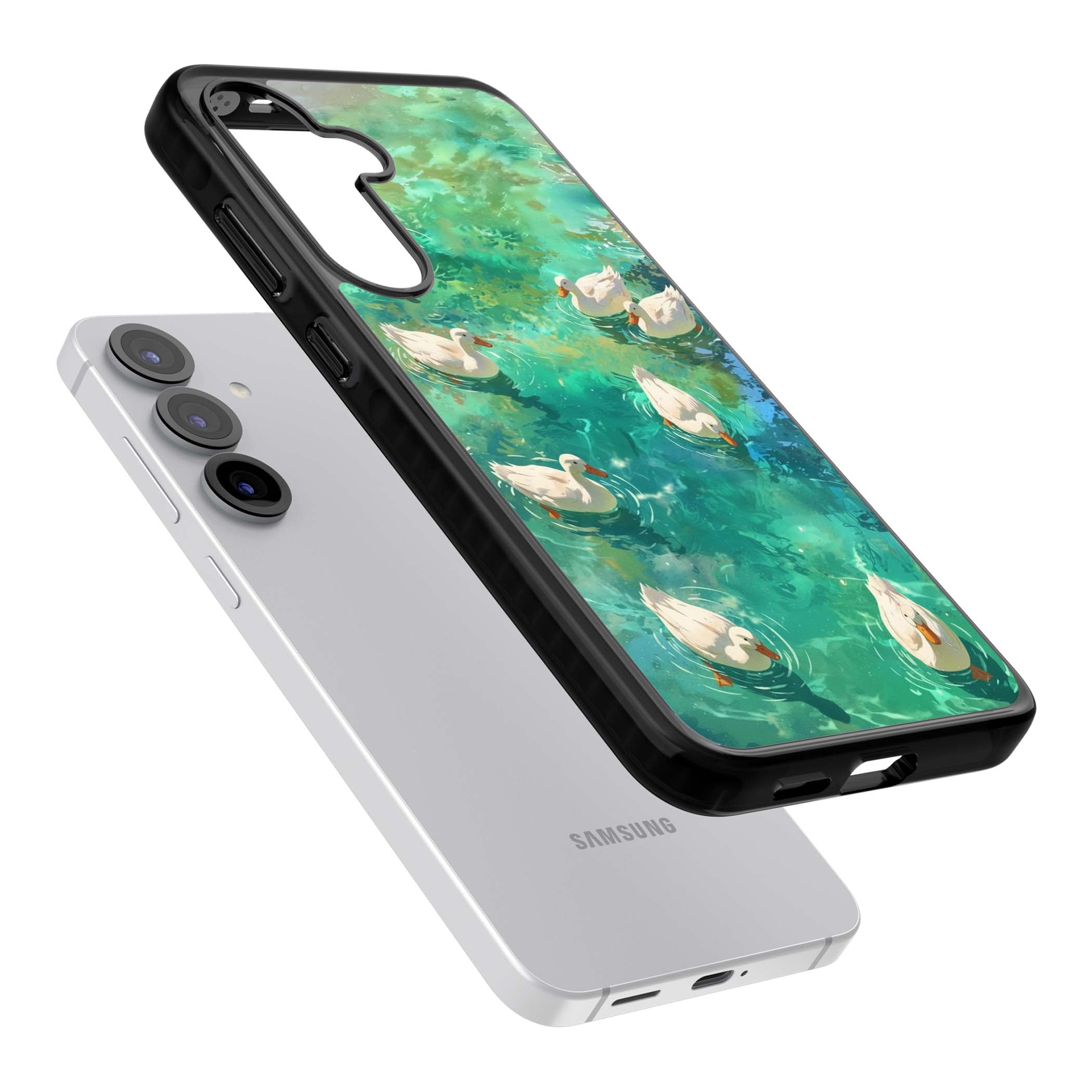 Ducks In The Pond for her iPhone case | Black Impact case for Samsung Galaxy S25, Samsung Galaxy S25 Plus