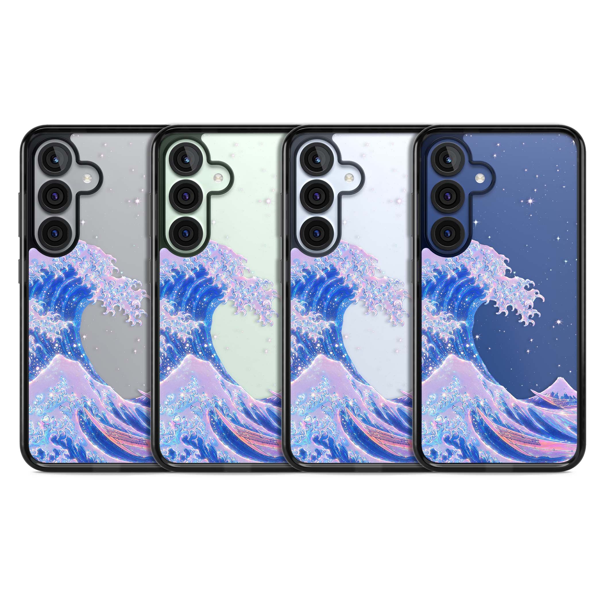 The Great Wave In Opal japanese iPhone case | Black Impact case for Samsung Galaxy S25, Samsung Galaxy S25 Plus