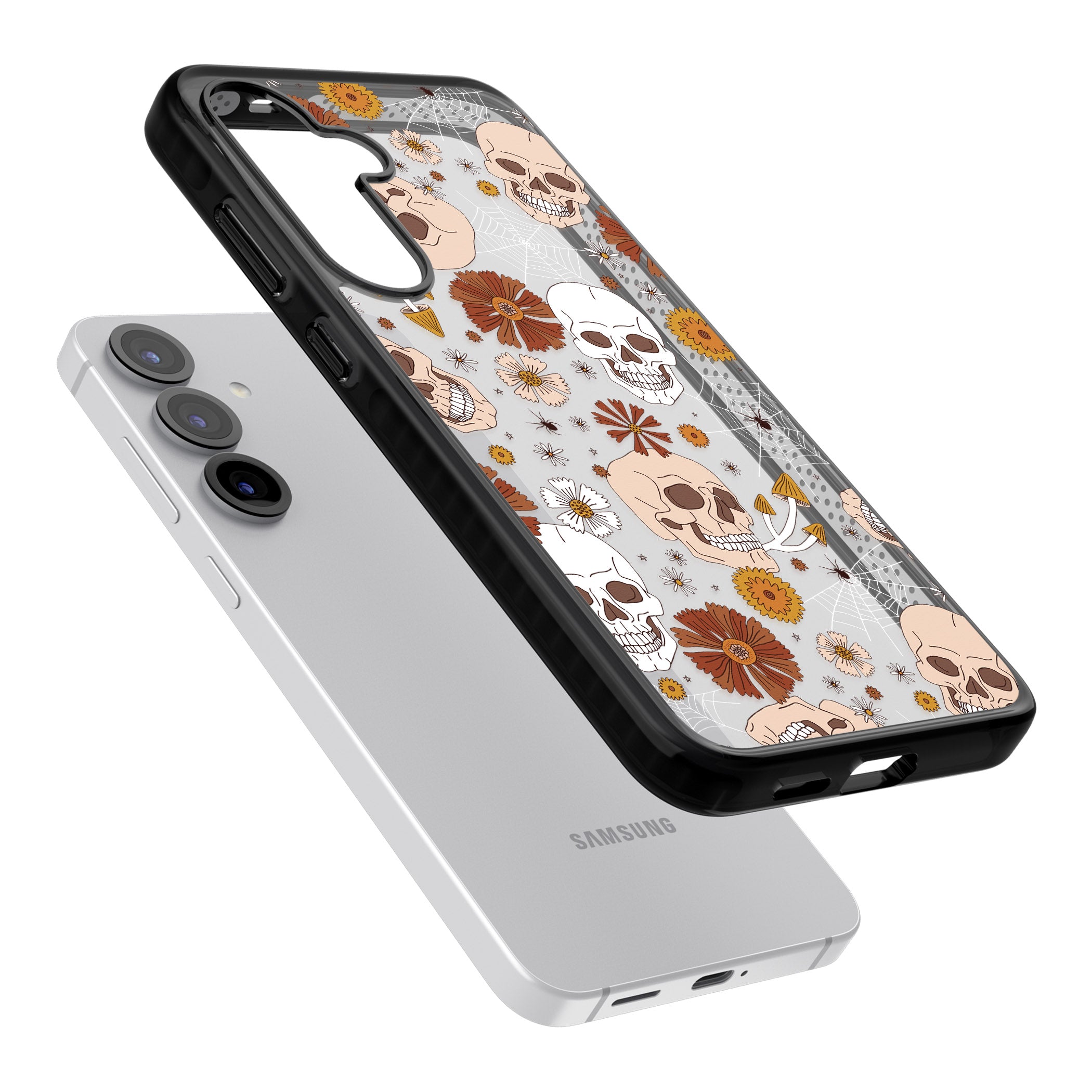 Halloween Skulls And Flowers