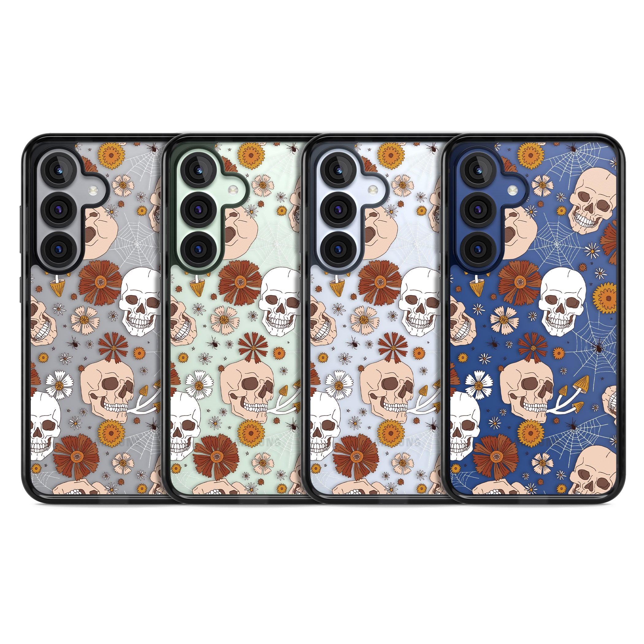 Halloween Skulls And Flowers