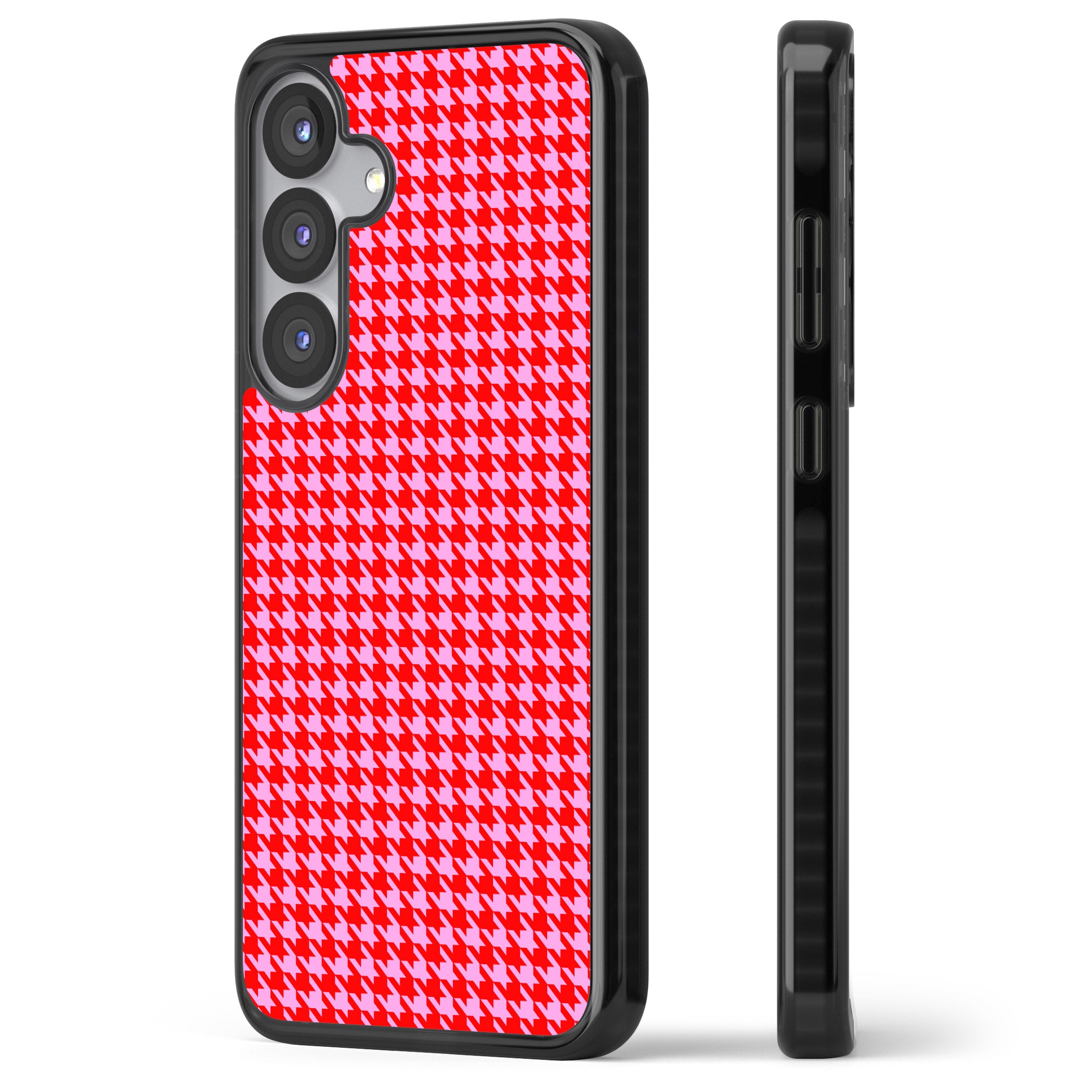 Neon Pink & Red Houndstooth