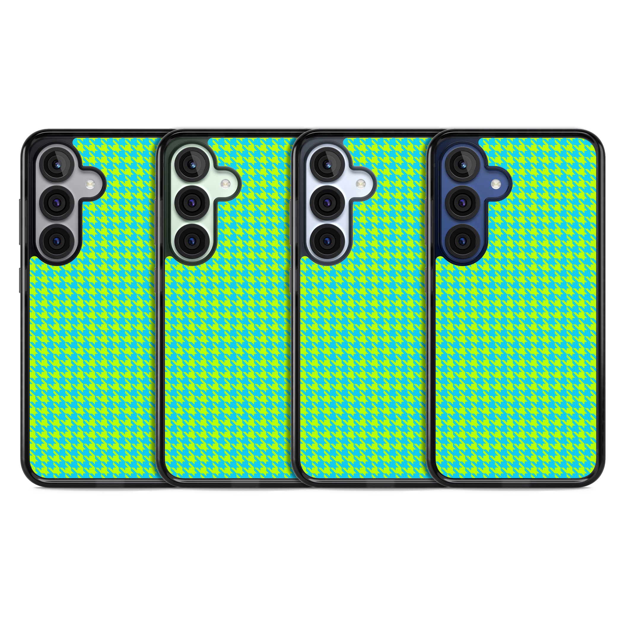 Neon Lime & Turquoise Houndstooth