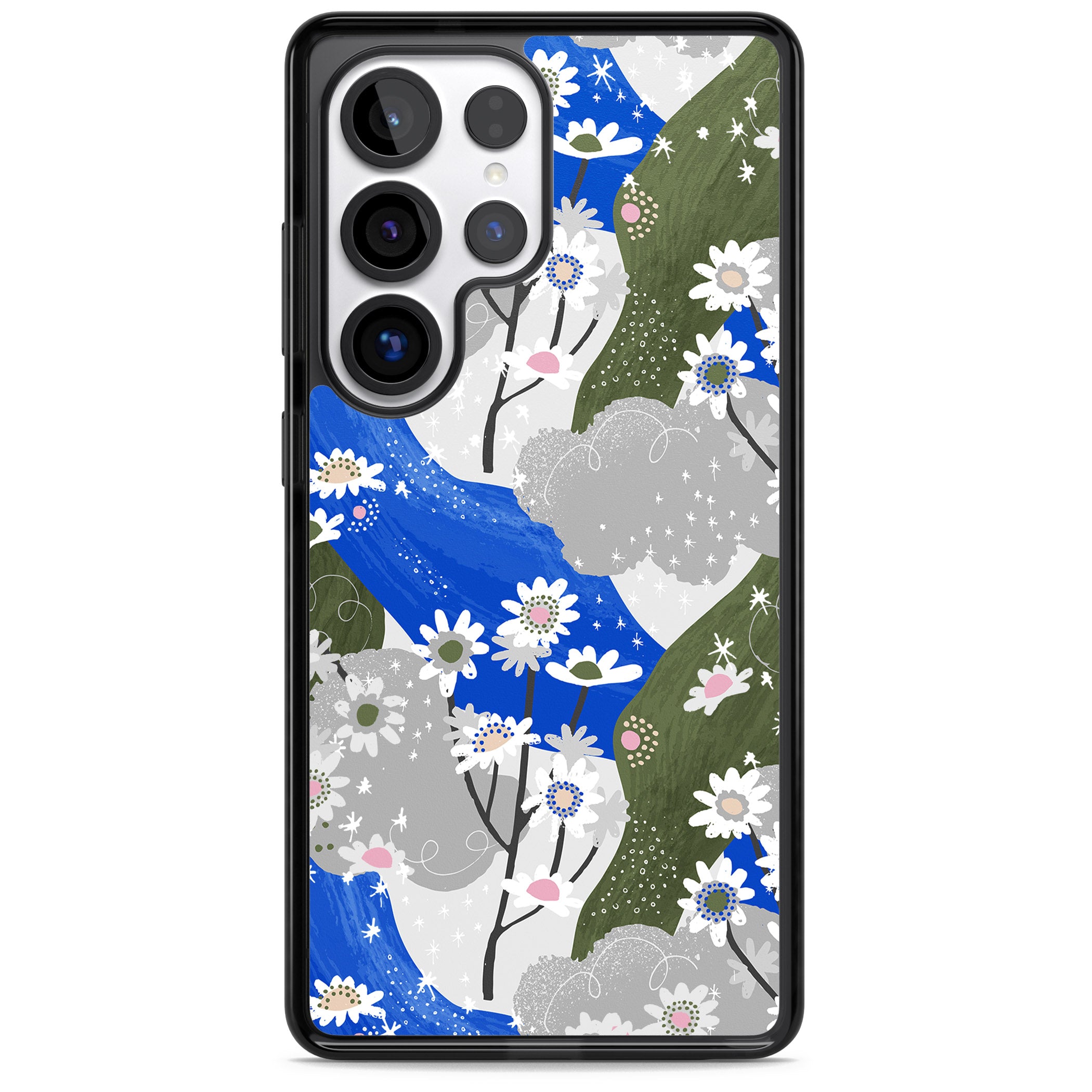 Blue & Grey Daisies Pattern