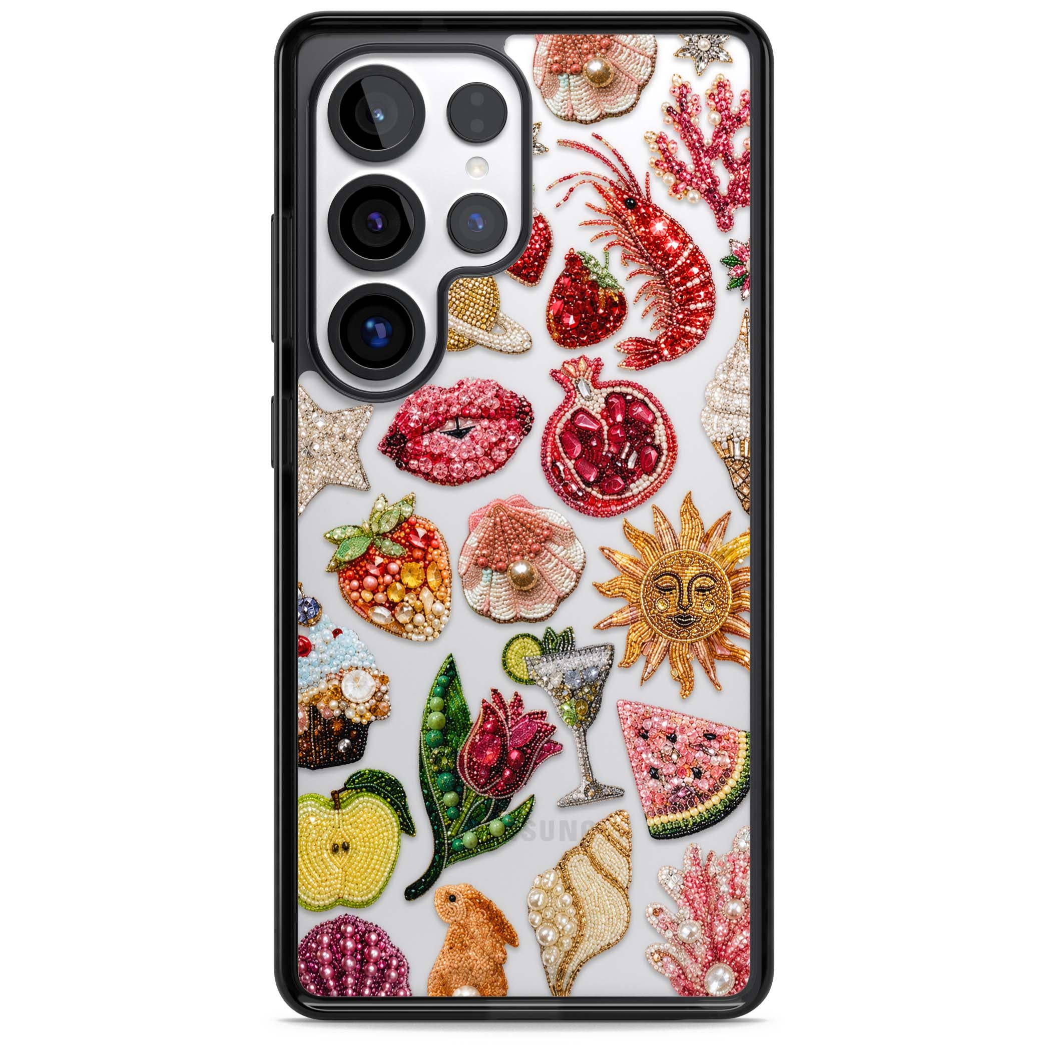 Beaded Riviera coquette iPhone case | Black Impact case for Samsung Galaxy S25 Ultra