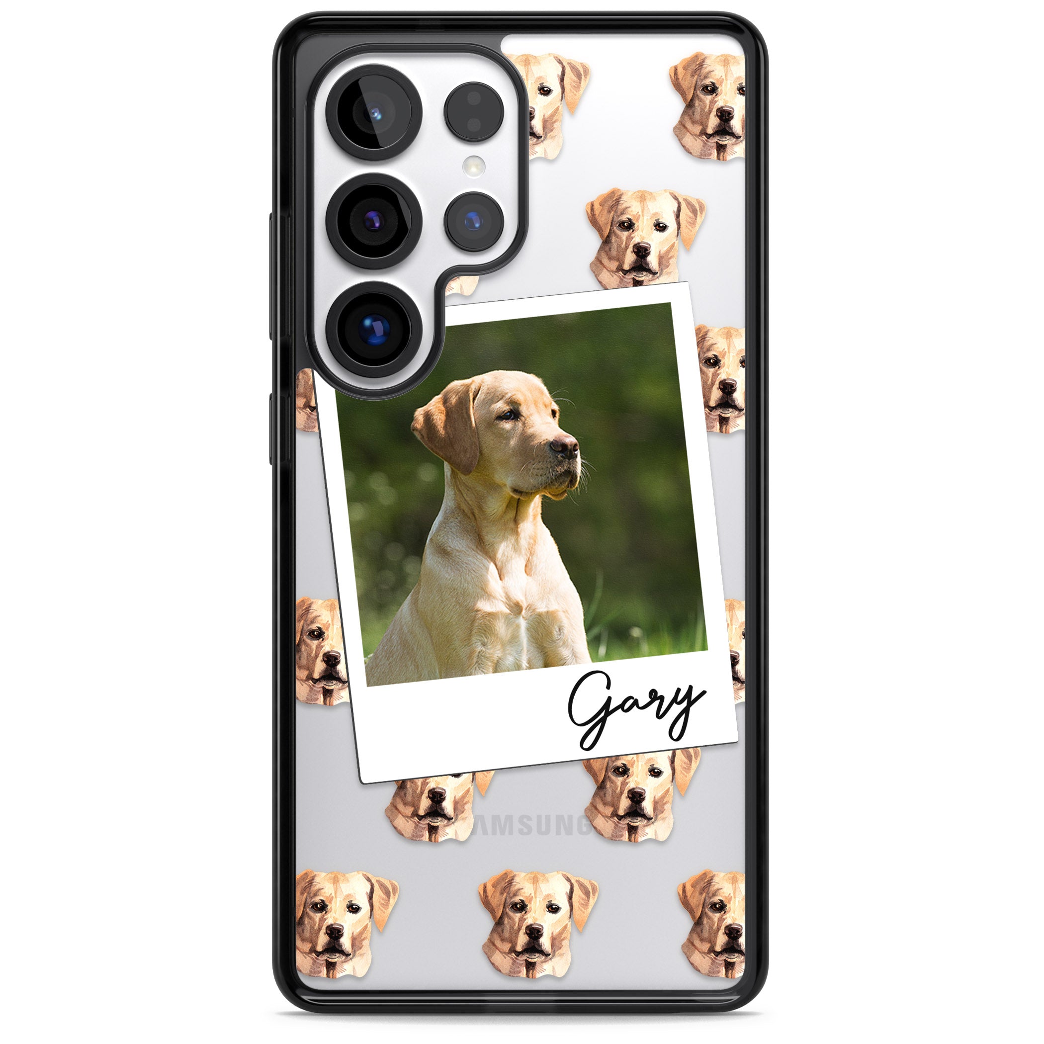 Personalised Tan Black Labrador Instant Camera Photo