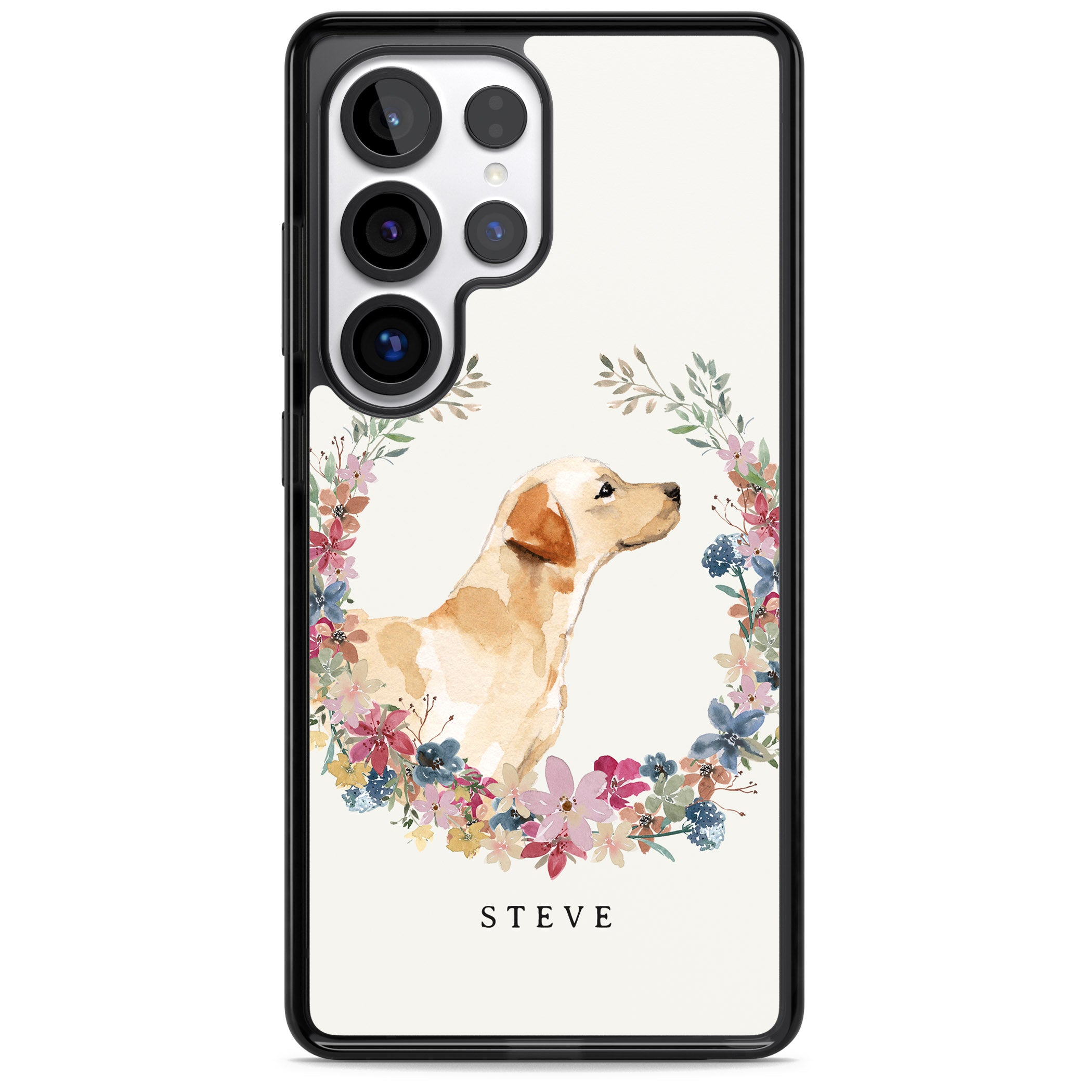 Personalised Yellow Labrador Floral Portrait