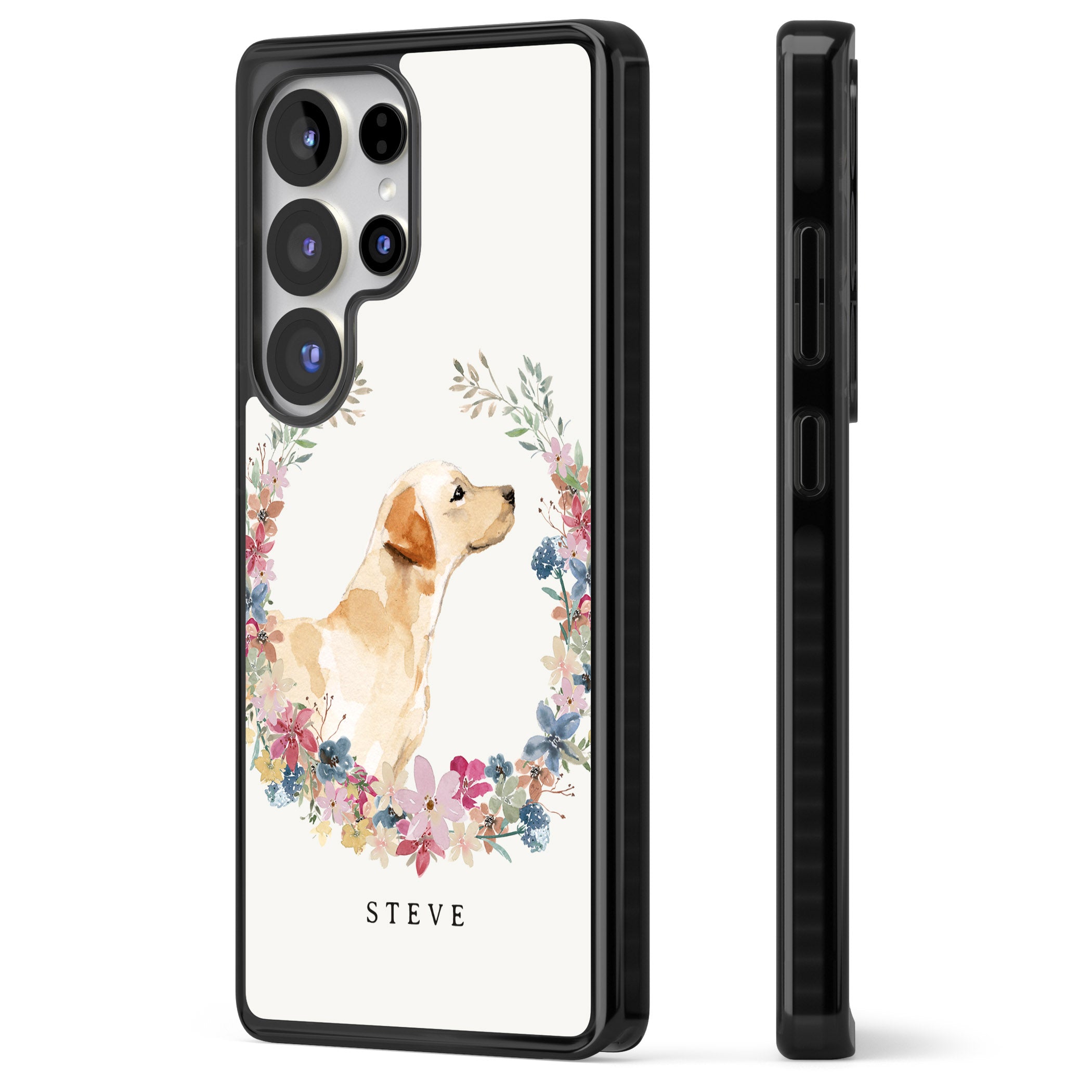 Personalised Yellow Labrador Floral Portrait