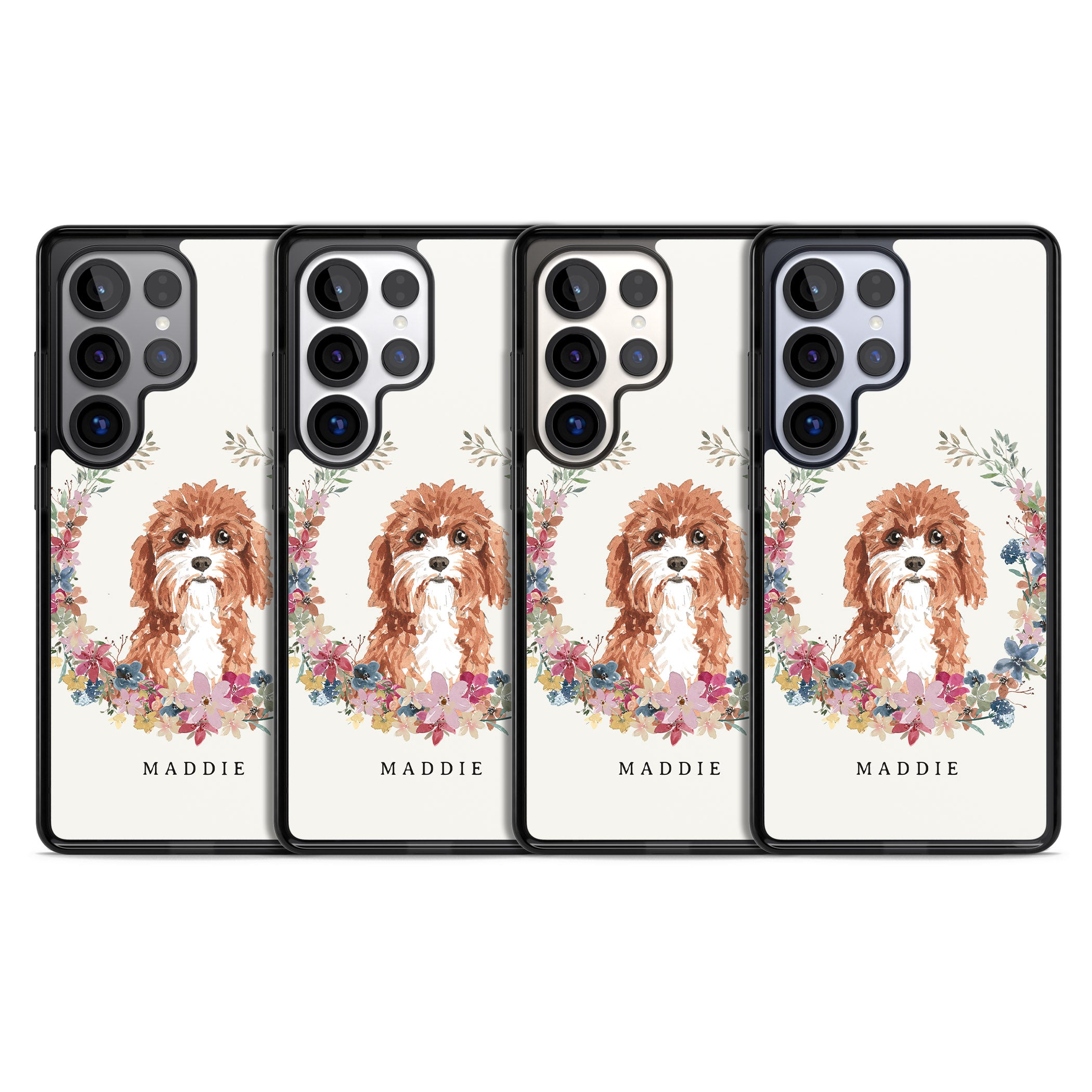 Personalised Cavapoo Floral Portrait