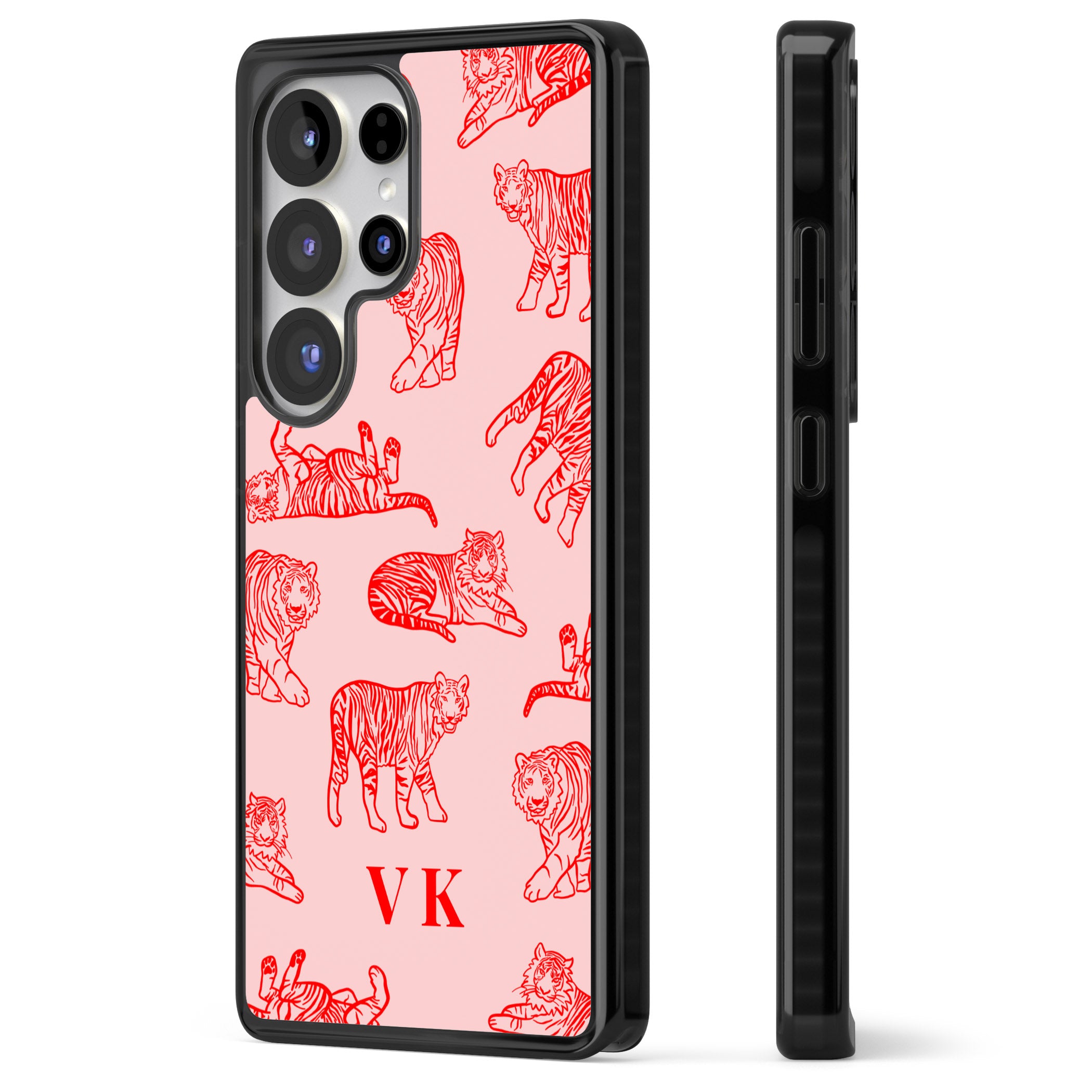 Personalised Red Tiger Outlines On Pink