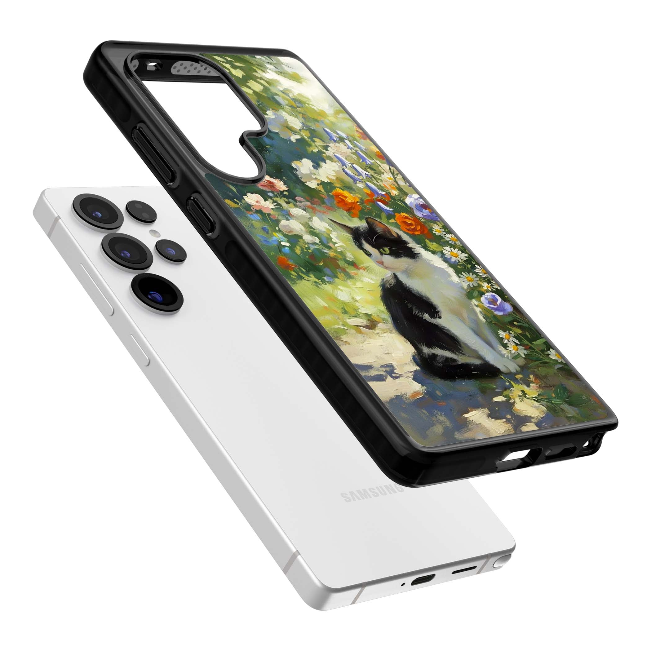 Cat In The Meadow for her iPhone case | Black Impact case for Samsung Galaxy S25 Ultra
