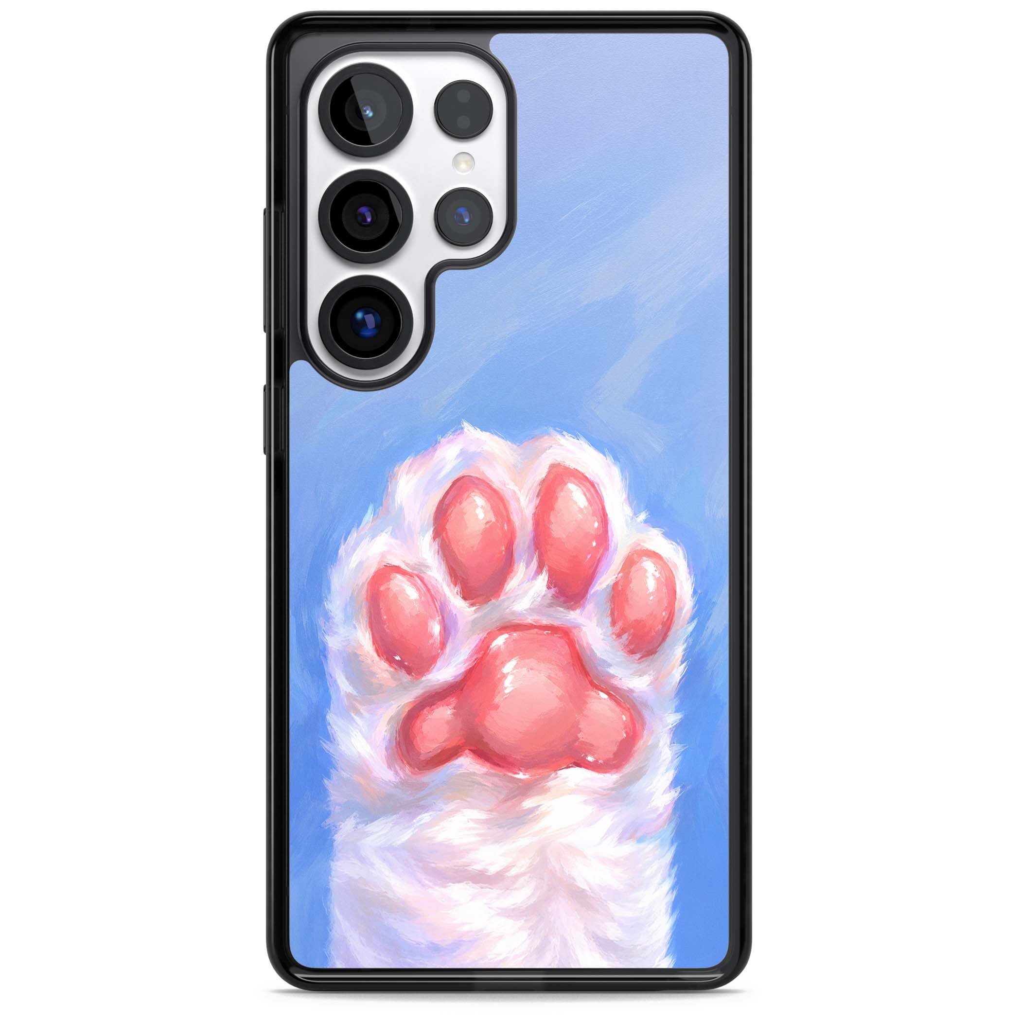 Soft White Paw cute iPhone case | Black Impact case for Samsung Galaxy S25 Ultra