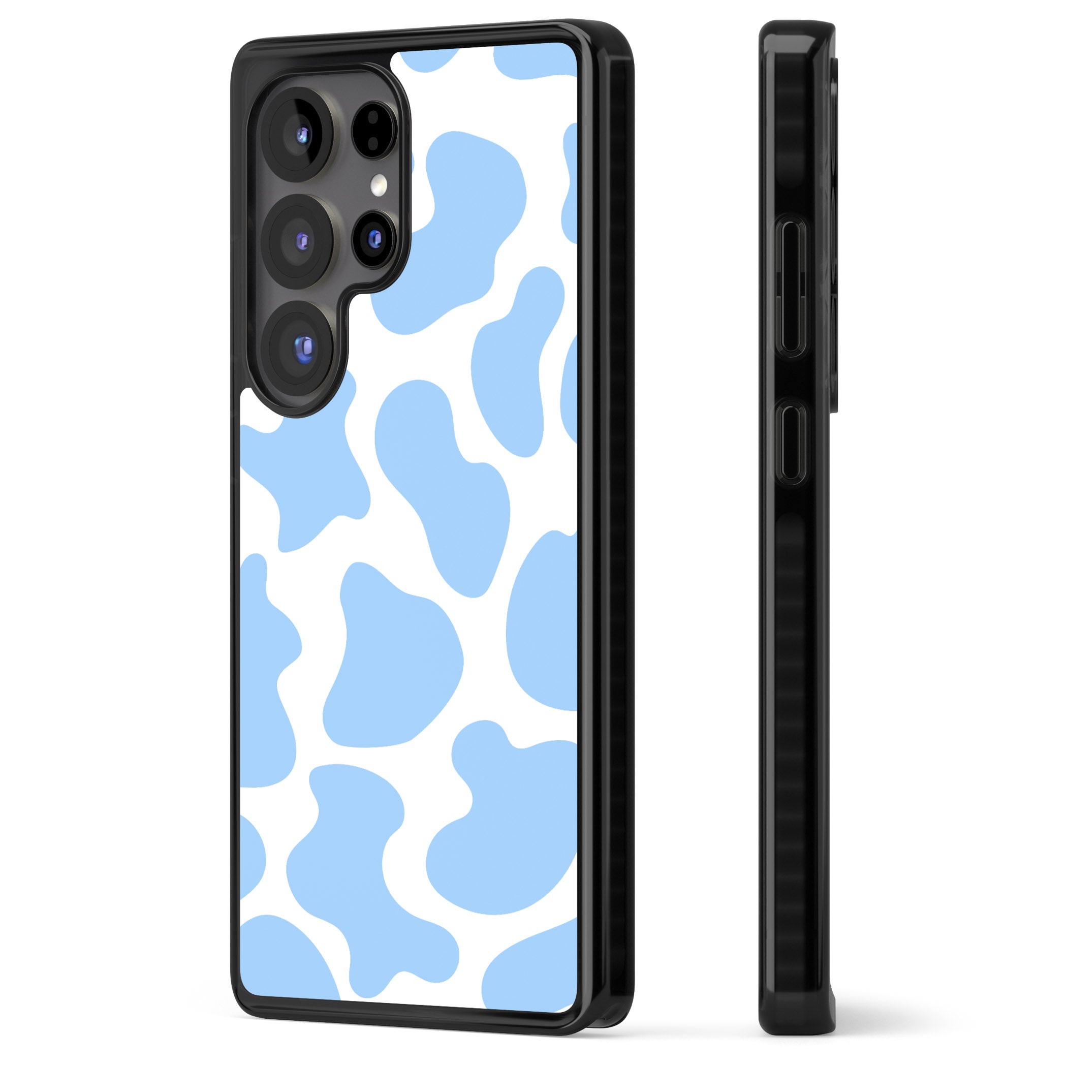 Blue And White Cow Print