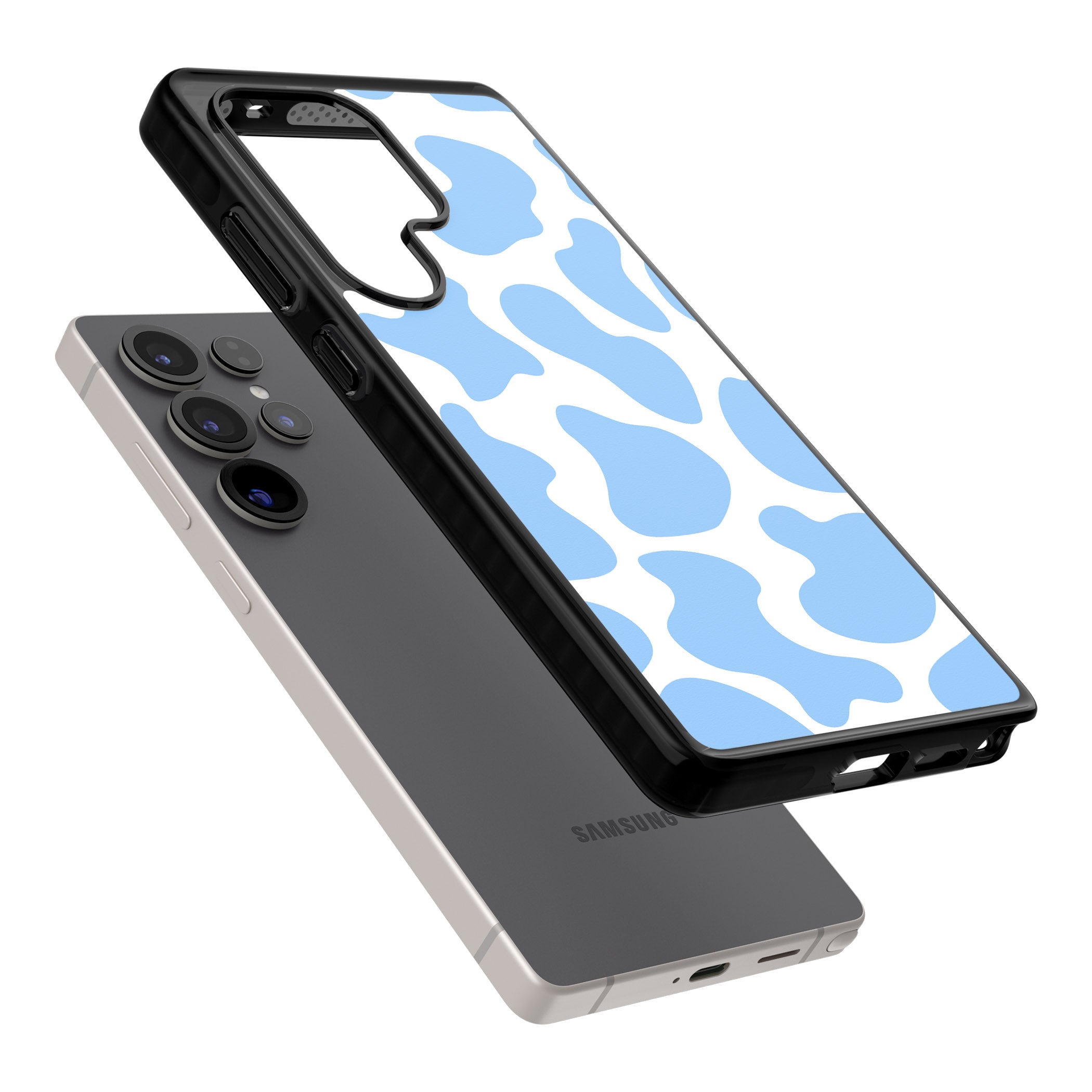 Blue And White Cow Print