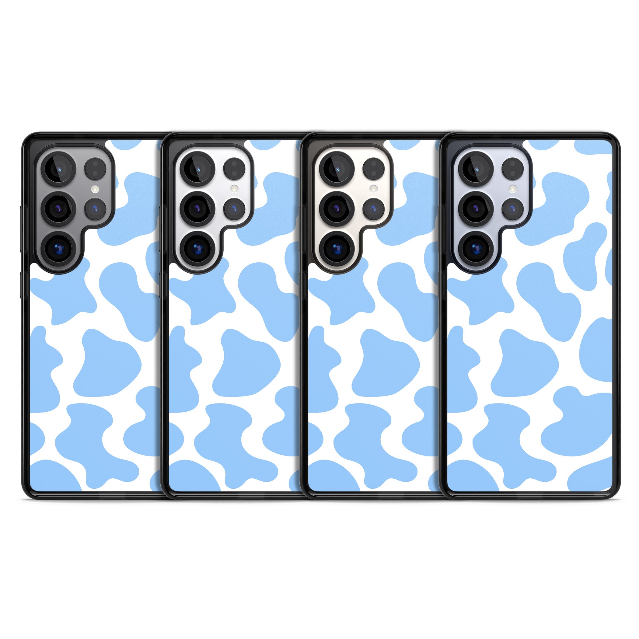 Blue And White Cow Print