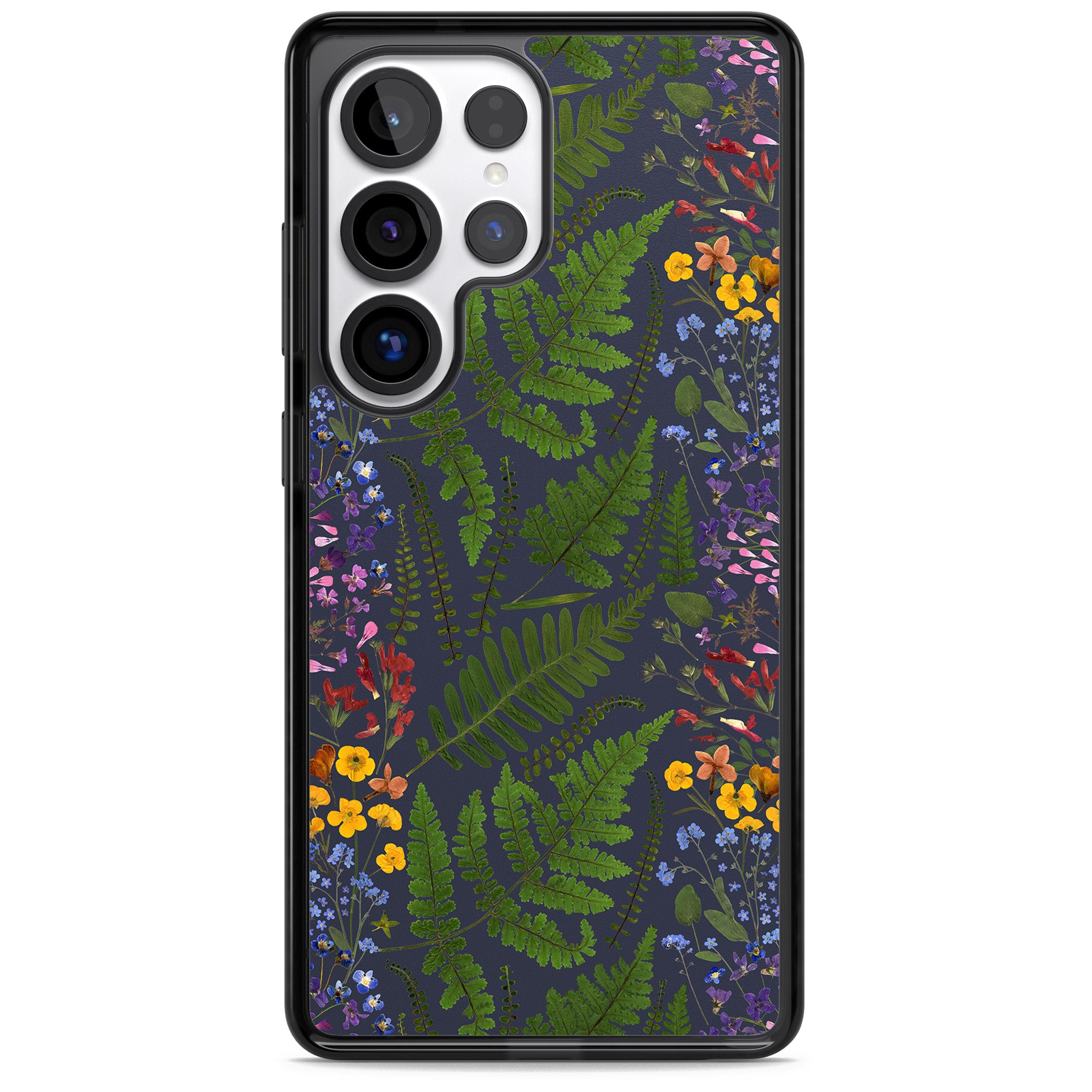 Busy Floral And Fern Design Navy