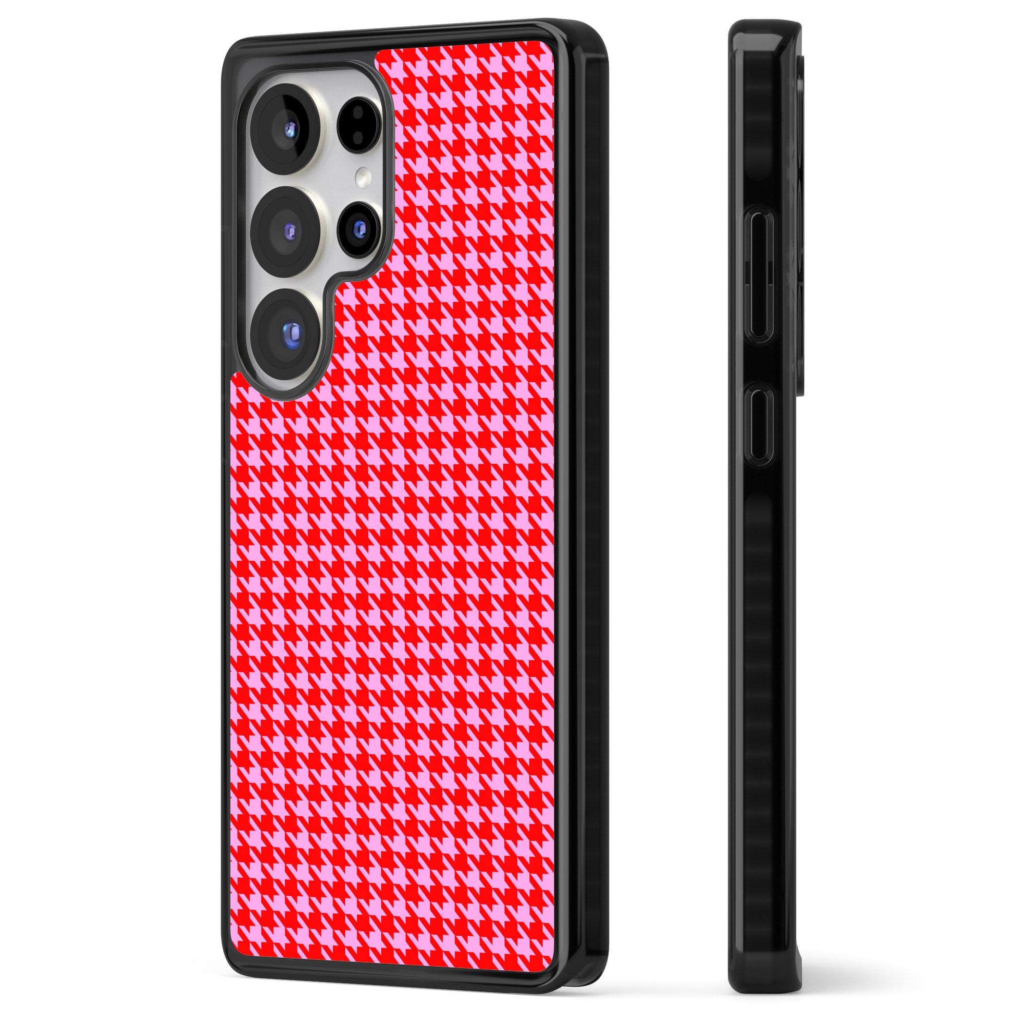 Neon Pink & Red Houndstooth